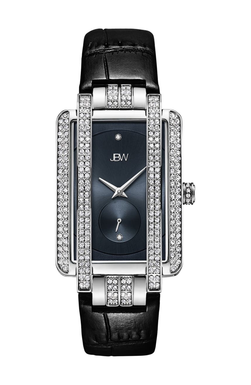 Женские часы из норки с бриллиантами и тиснением на кожаном ремешке под крокодила, 28 мм – 0,02 карата JBW