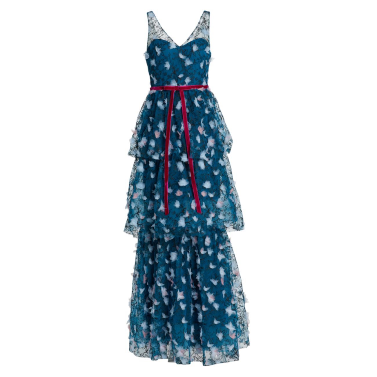 Многослойное платье с цветочной вышивкой Marchesa Notte