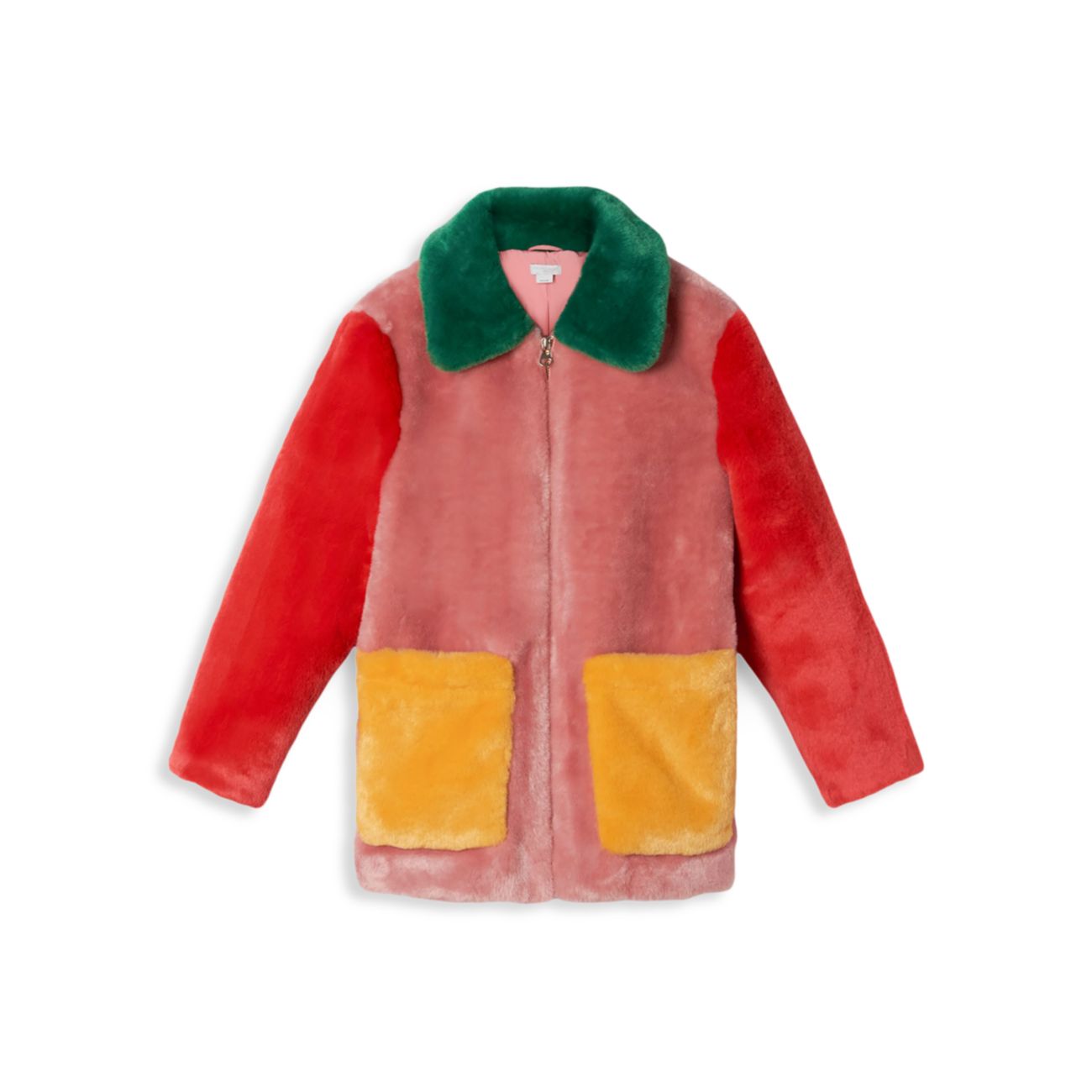 Пальто с цветными блоками для маленьких девочек и девочек из искусственного меха Stella McCartney Kids