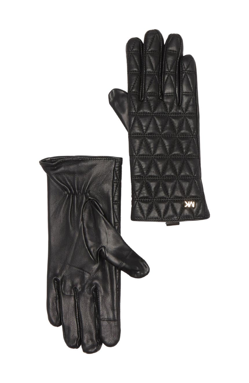 Стеганые кожаные перчатки с треугольными чашечками Michael Kors