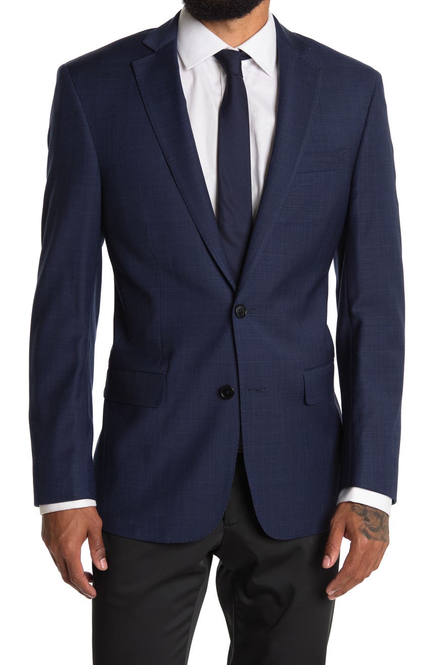 Темно-синий костюм Regent Fit с двумя пуговицами и лацканами из смесовой шерсти в клетку отделяет жакет Brooks Brothers