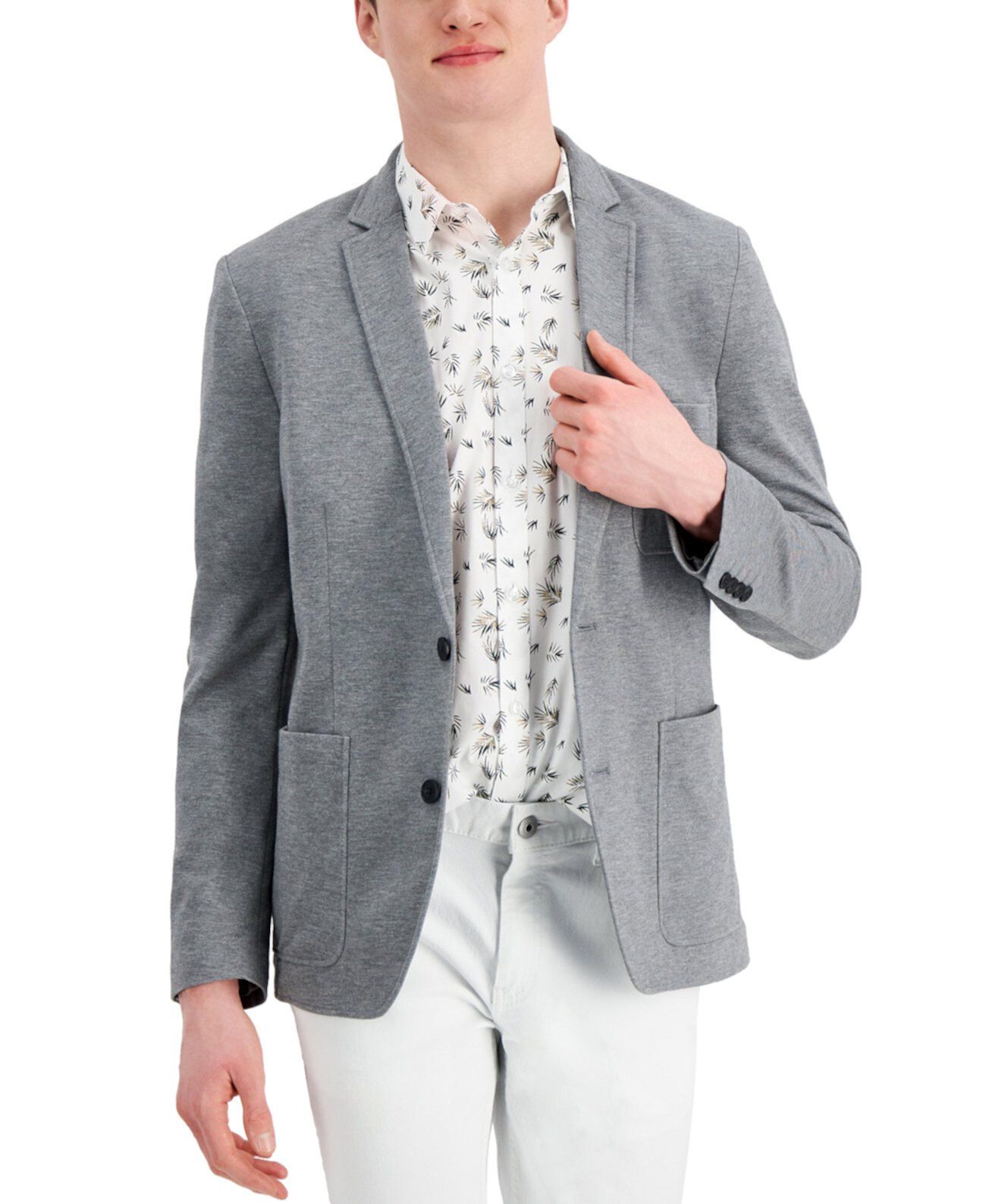 Мужской однотонный вязаный пиджак классического кроя, созданный для Macy's INC International Concepts
