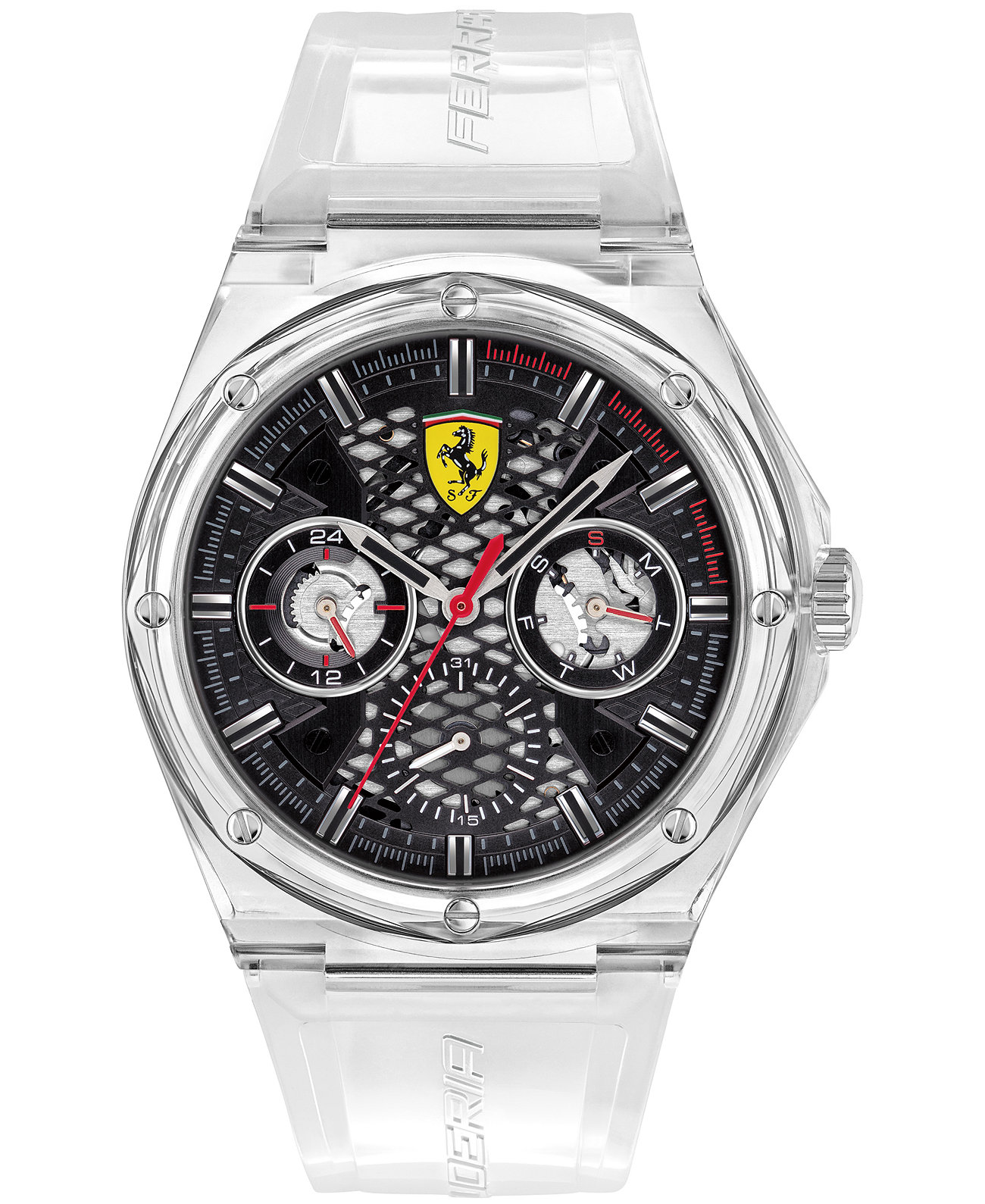 Мужские часы Aspire с прозрачным силиконовым ремешком 44 мм Ferrari