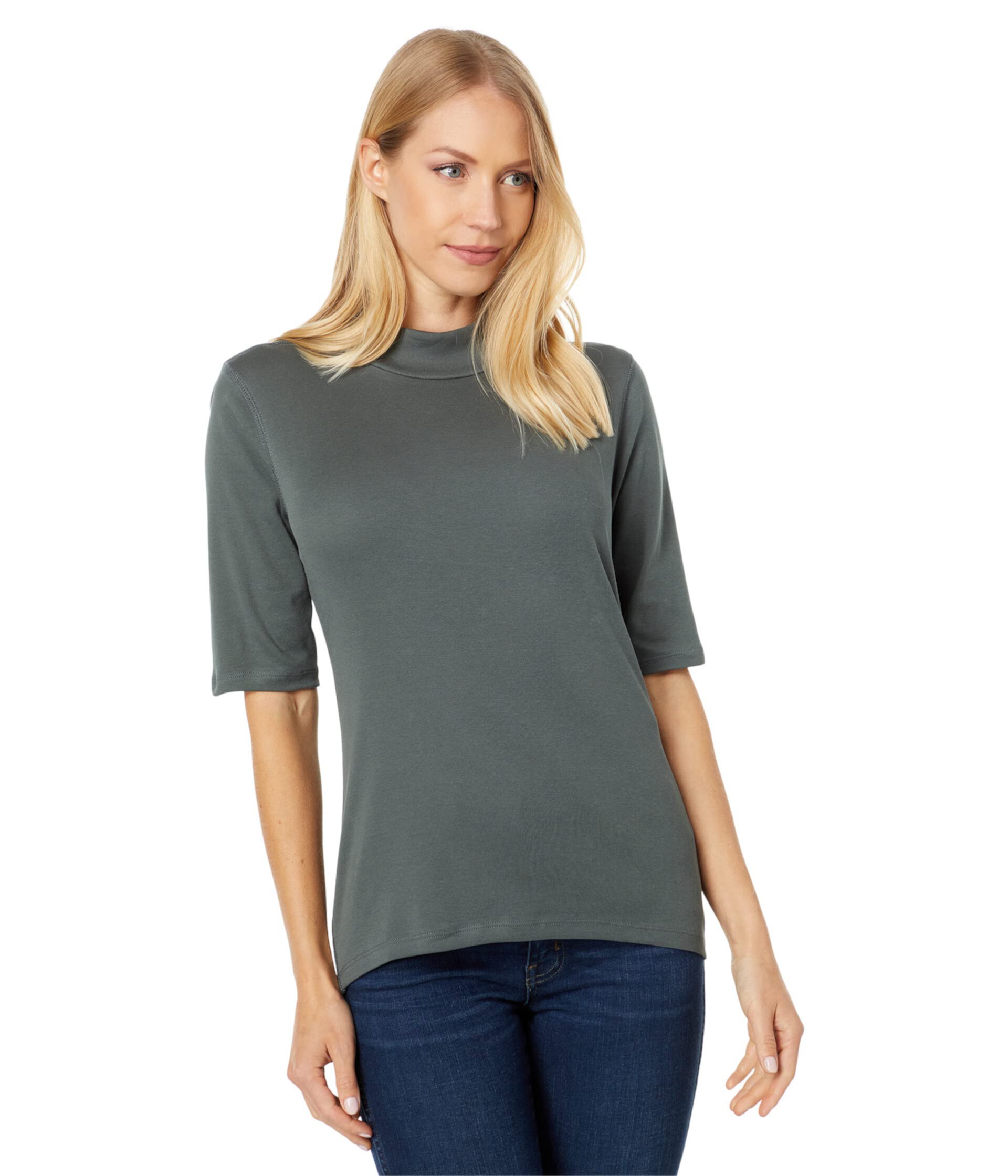 1X1 Rib Elbow Sleeve Mock Neck Lilla P