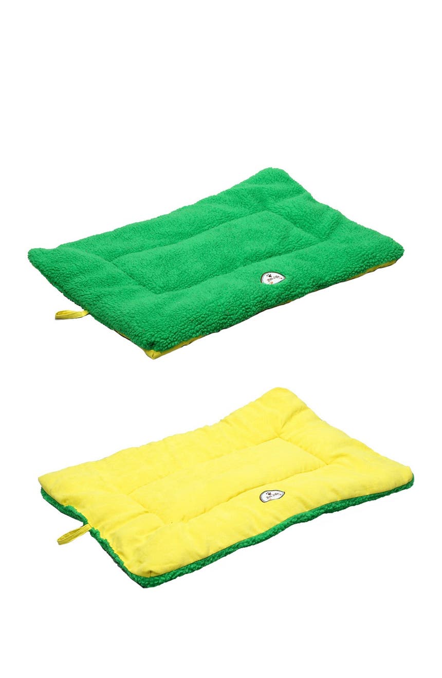 Большая двусторонняя кровать для домашних животных зеленого / желтого цветов Eco-Paw Pet Life