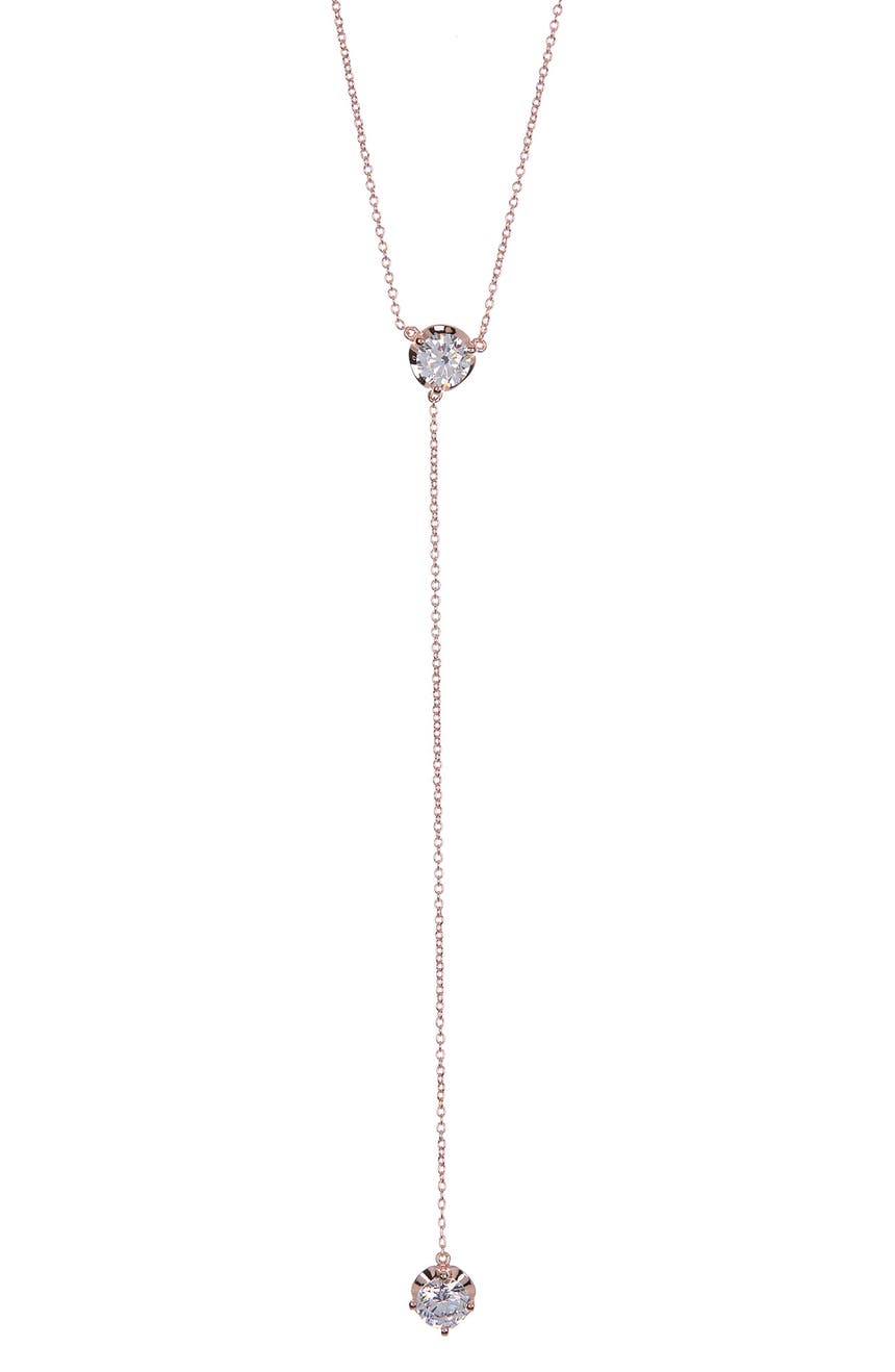 Y-образное колье из стерлингового серебра с имитацией бриллианта с покрытием из розового золота LaFonn