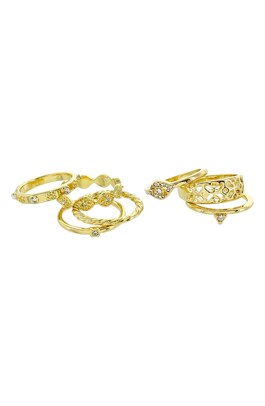 Винтажные кольца с паве с кристаллами - набор из 7 - размер 8 Panacea
