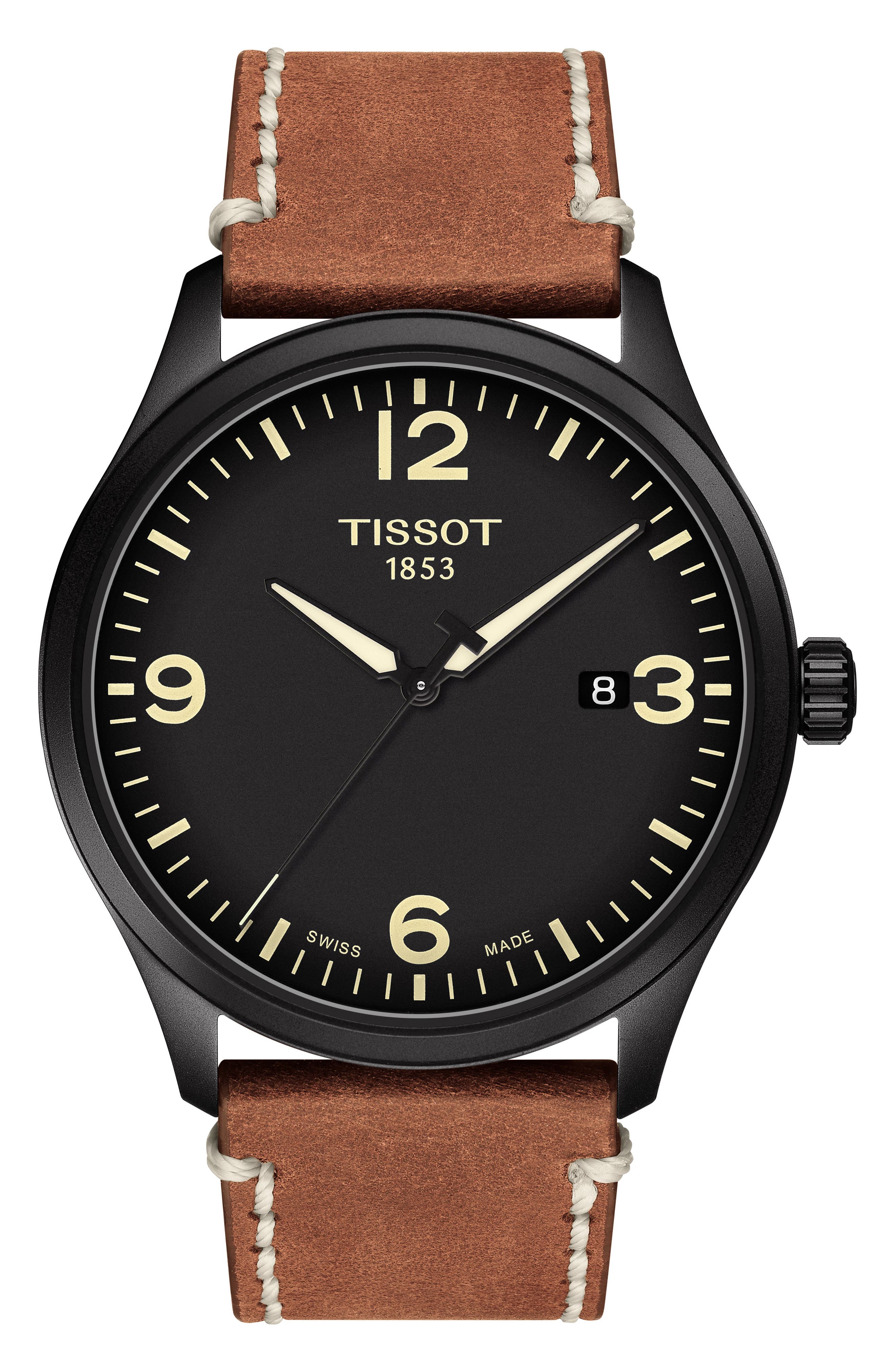 Классические часы Gent XL с кожаным ремешком, 42 мм Tissot