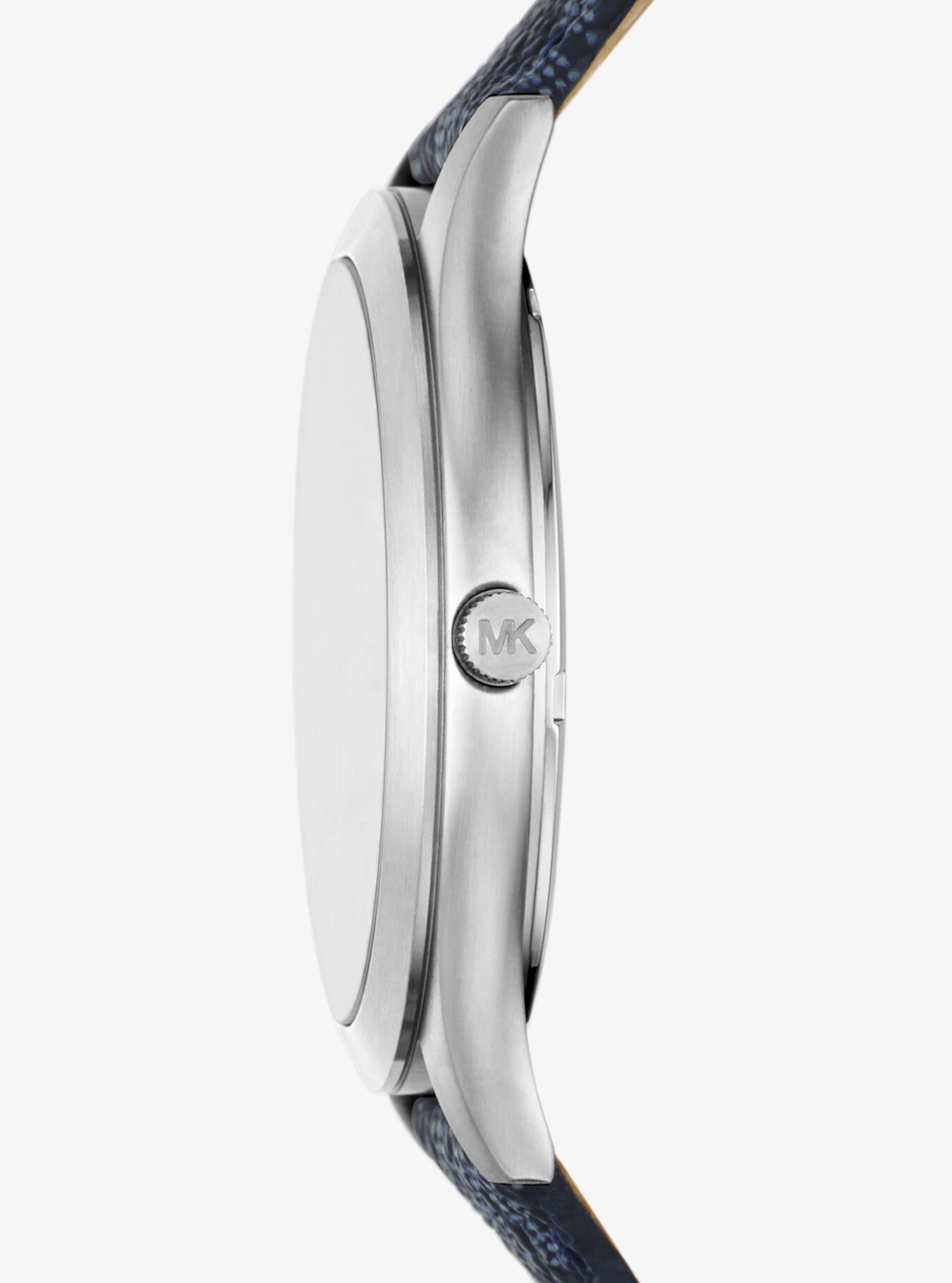 Крупногабаритный тонкий логотип Runway и серебристые часы Michael Kors