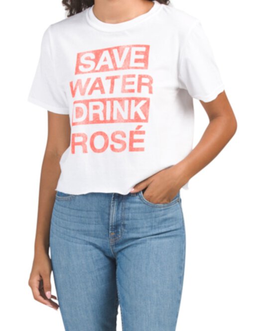 Укороченный топ с розами Juniors Save Water Drink Goodie two sleeves