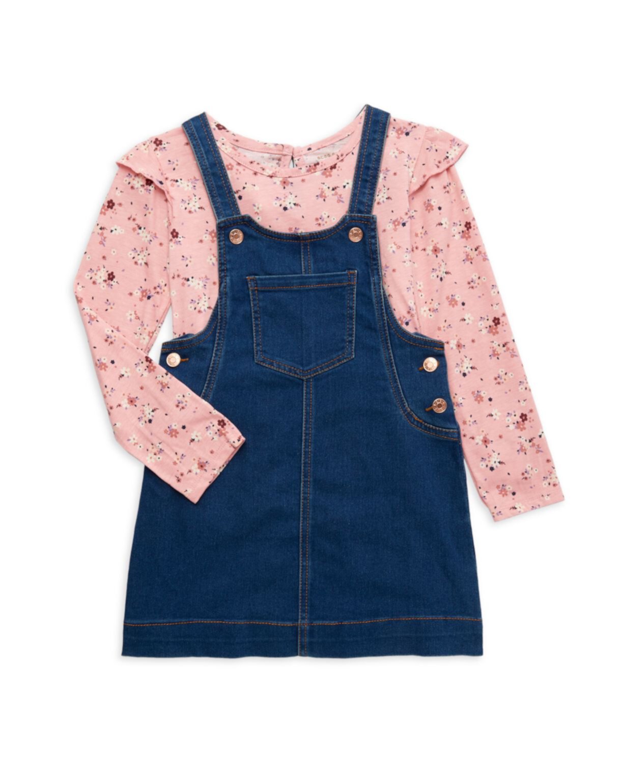 Двухкомпонентный топ Little Girl с цветочным рисунком и цветочным узором Комплект джинсового платья BCBG Girls