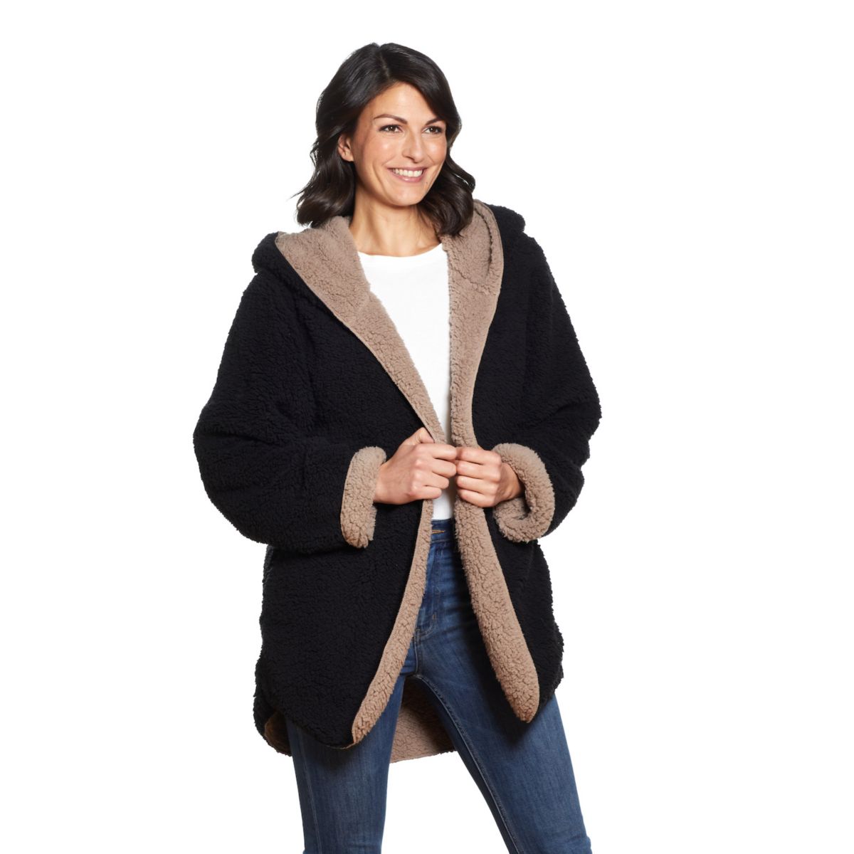 Женская двусторонняя куртка из шерпа с открытой передней частью Weathercast
