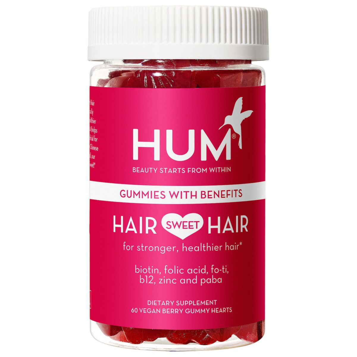 HUM Nutrition Hair Sweet Hair - Веганские жевательные конфеты для роста волос с биотином и фолиевой кислотой HUM Nutrition