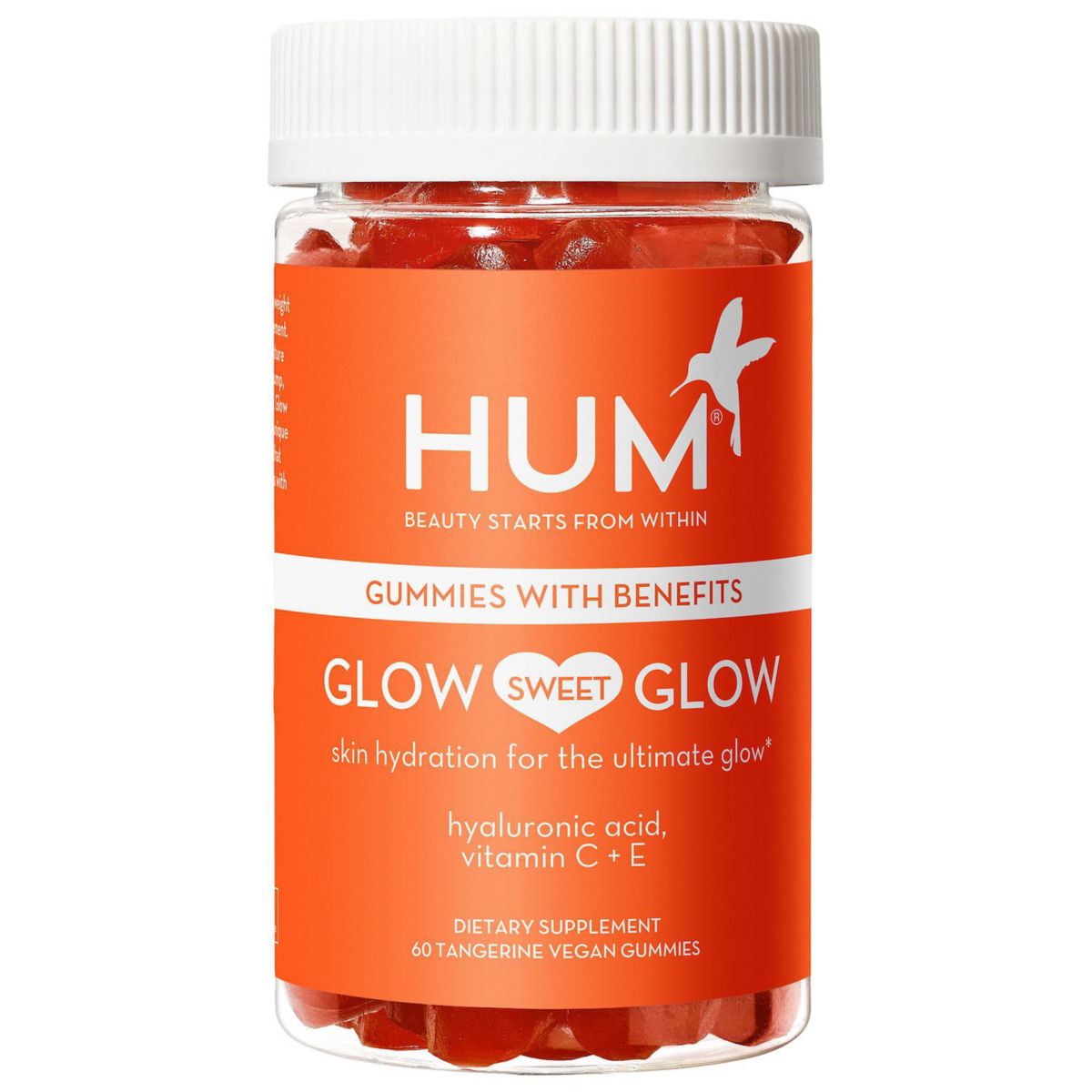 HUM Nutrition Glow Sweet Glow - Веганские жевательные конфеты для увлажнения кожи с гиалуроновой кислотой и витамином С + Е HUM Nutrition