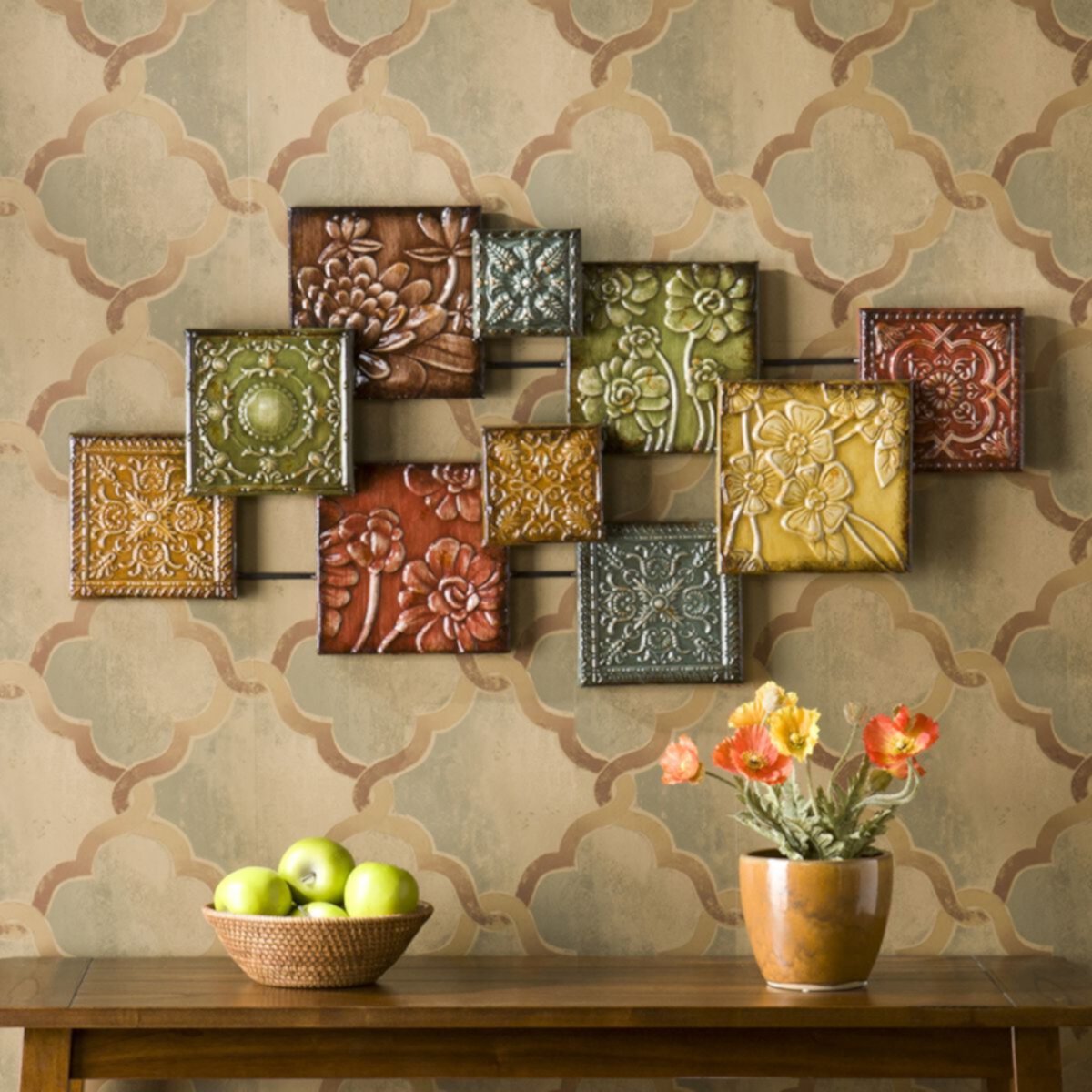 Цветочный квадратный металлический декор стен Southern Enterprises