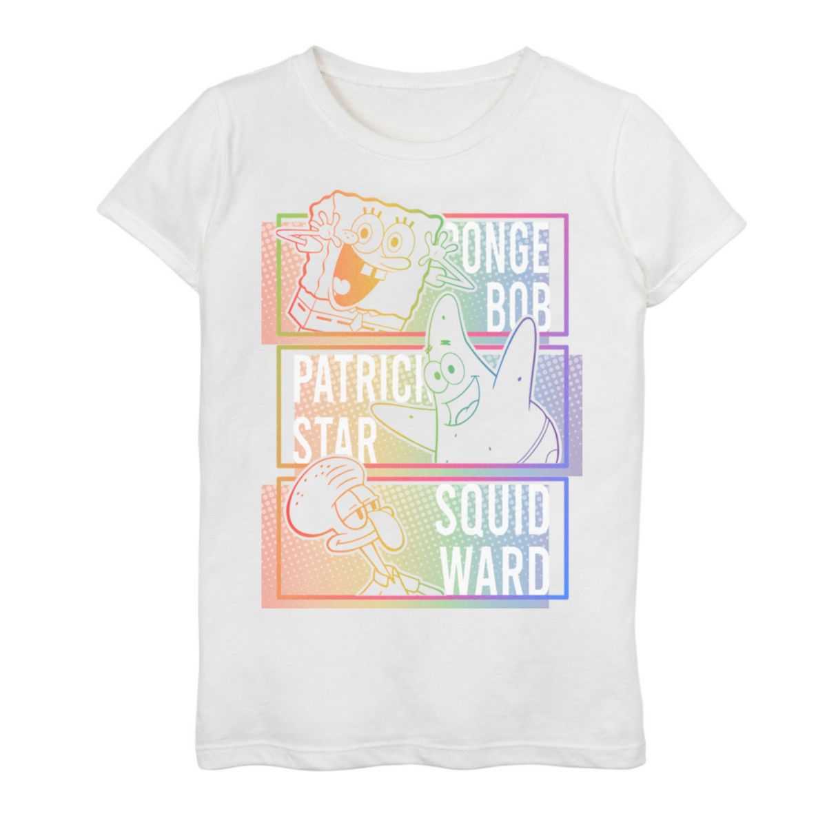 Губка Боб SquarePants Patrick Squidward Rainbow Gradient Graphic для девочек 7-16 Nickelodeon