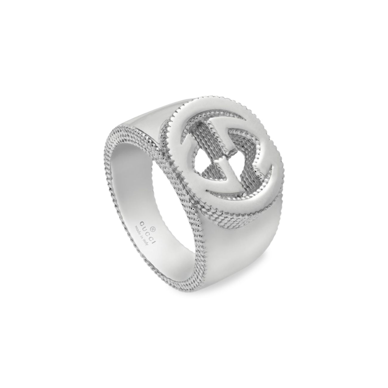 Серебряное кольцо с переплетенными буквами G GUCCI