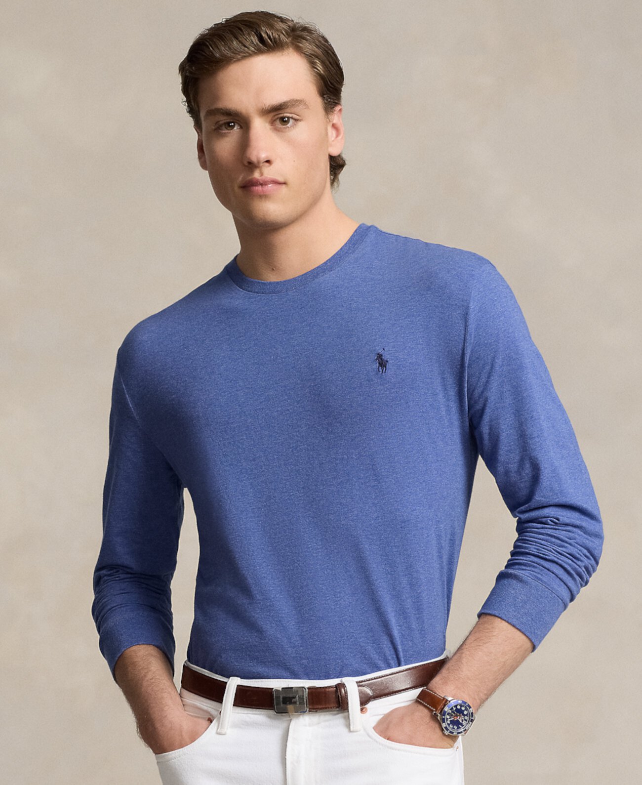 Мужская Футболка Polo Ralph Lauren Classic-Fit с длинным рукавом Polo Ralph Lauren