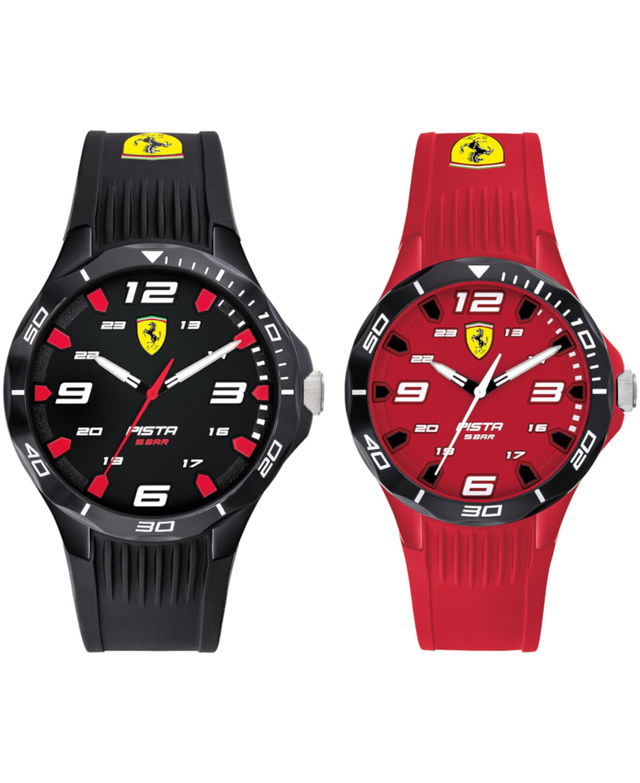 Мужские часы Pista с черным и красным силиконовым ремешком 38 мм и 44 мм, подарочный набор Ferrari