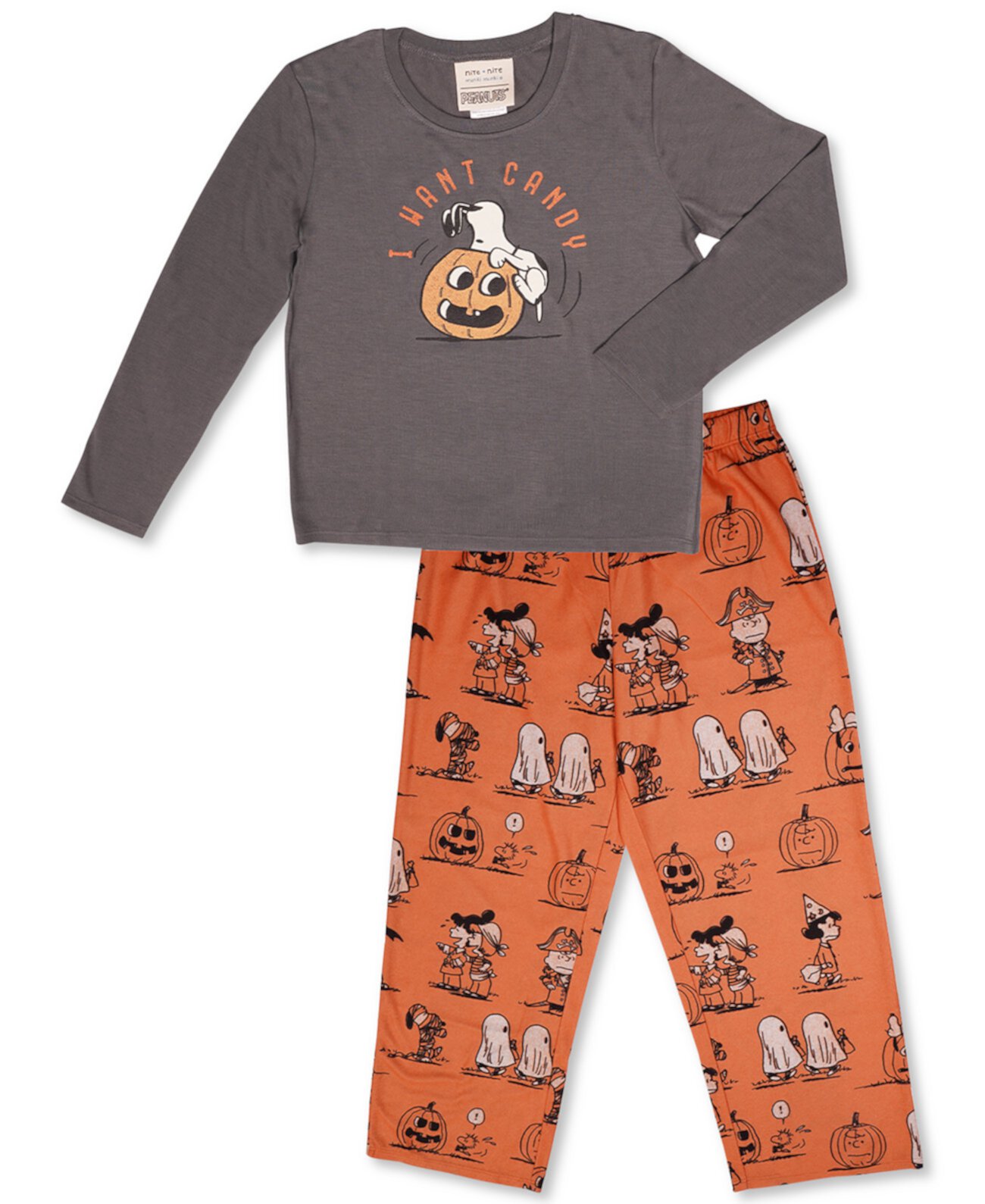 Соответствующий детский винтажный семейный пижамный комплект Snoopy & Friends на Хэллоуин Munki Munki