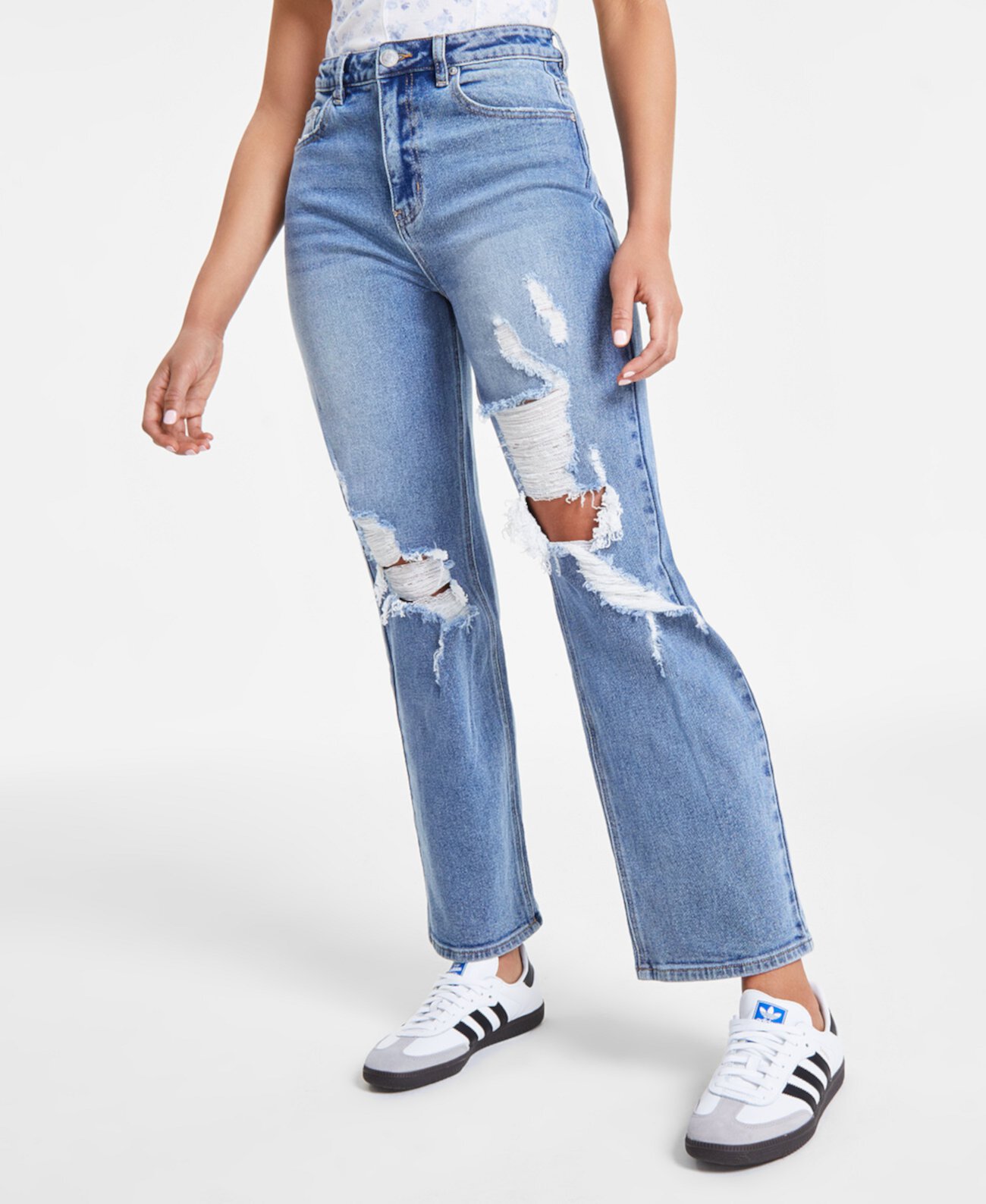 Рваные широкие джинсы в стиле 90-х для юниоров Madden Girl