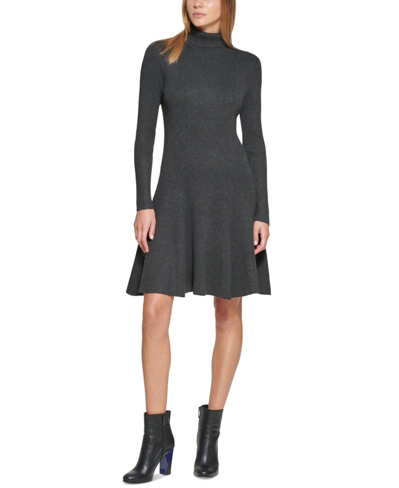 Платье-свитер с высоким воротом в рубчик большого размера Calvin Klein