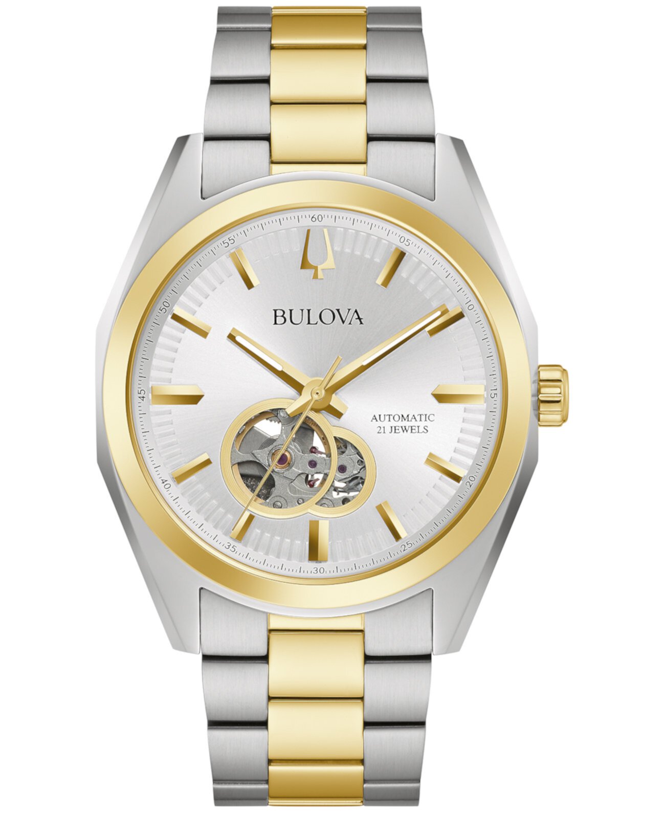 Смарт часы Bulova Men's Automatic Surveyor Золотистый стальной браслет 42mm Bulova