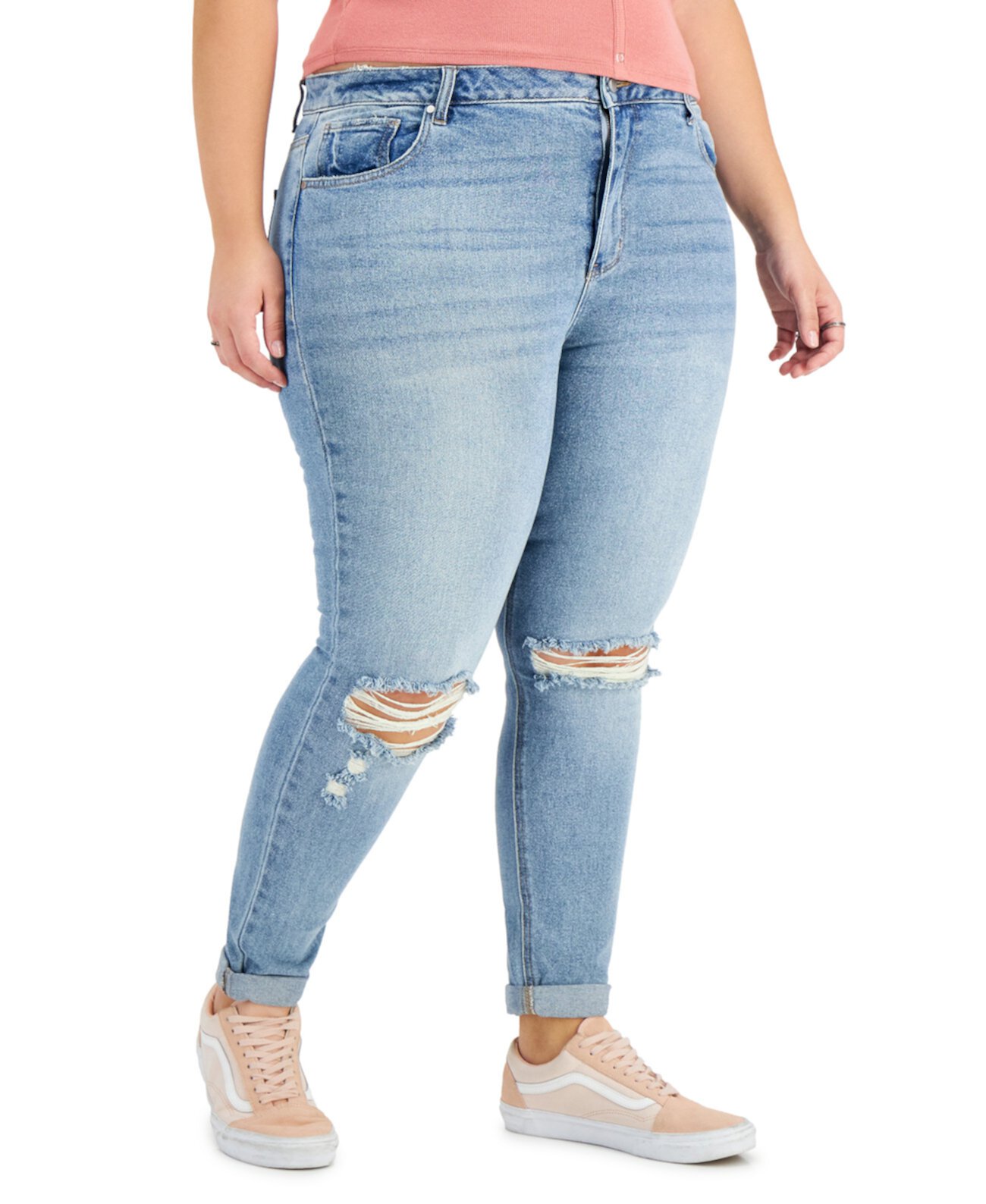 Модные рваные джинсы больших размеров Mom Tinseltown