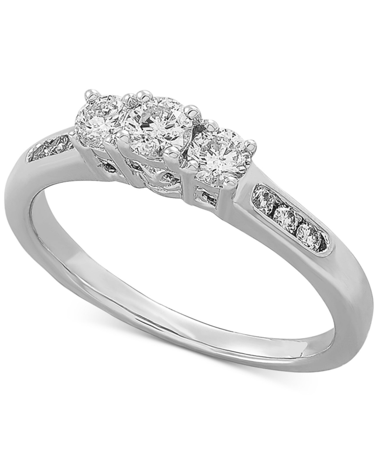 Обручальное кольцо с тремя бриллиантами (1/2 карата) из белого золота 585 пробы Macy's