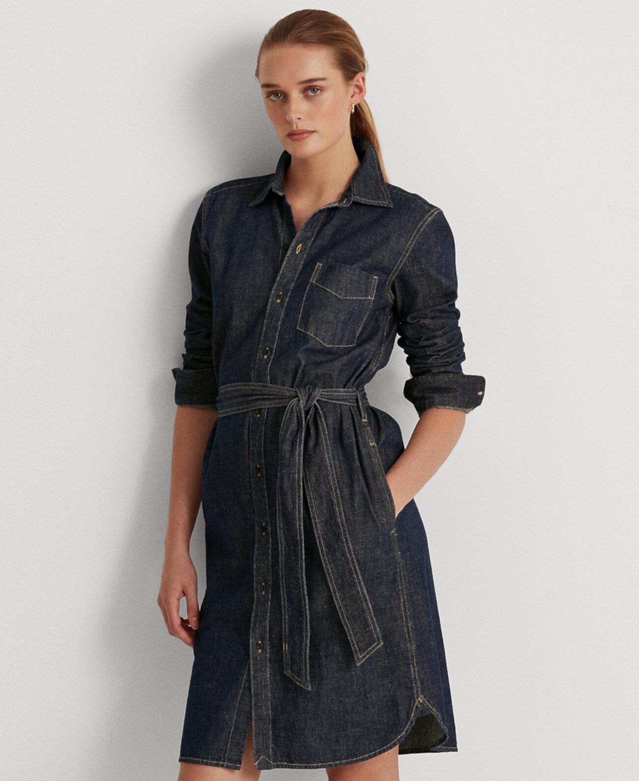 Джинсовое платье-рубашка с поясом Ralph Lauren