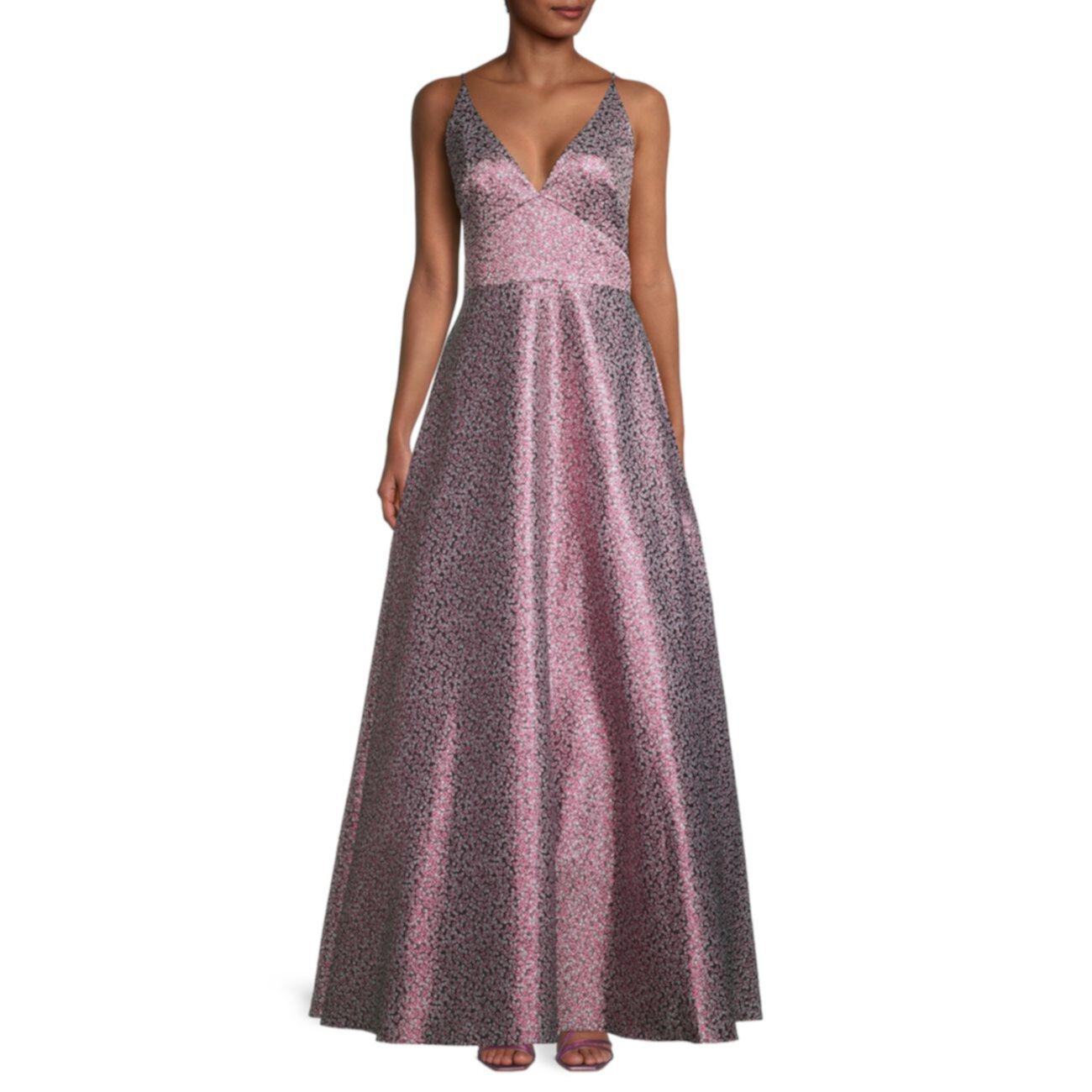 Бальное платье с металлическим цветочным принтом ML Monique Lhuillier