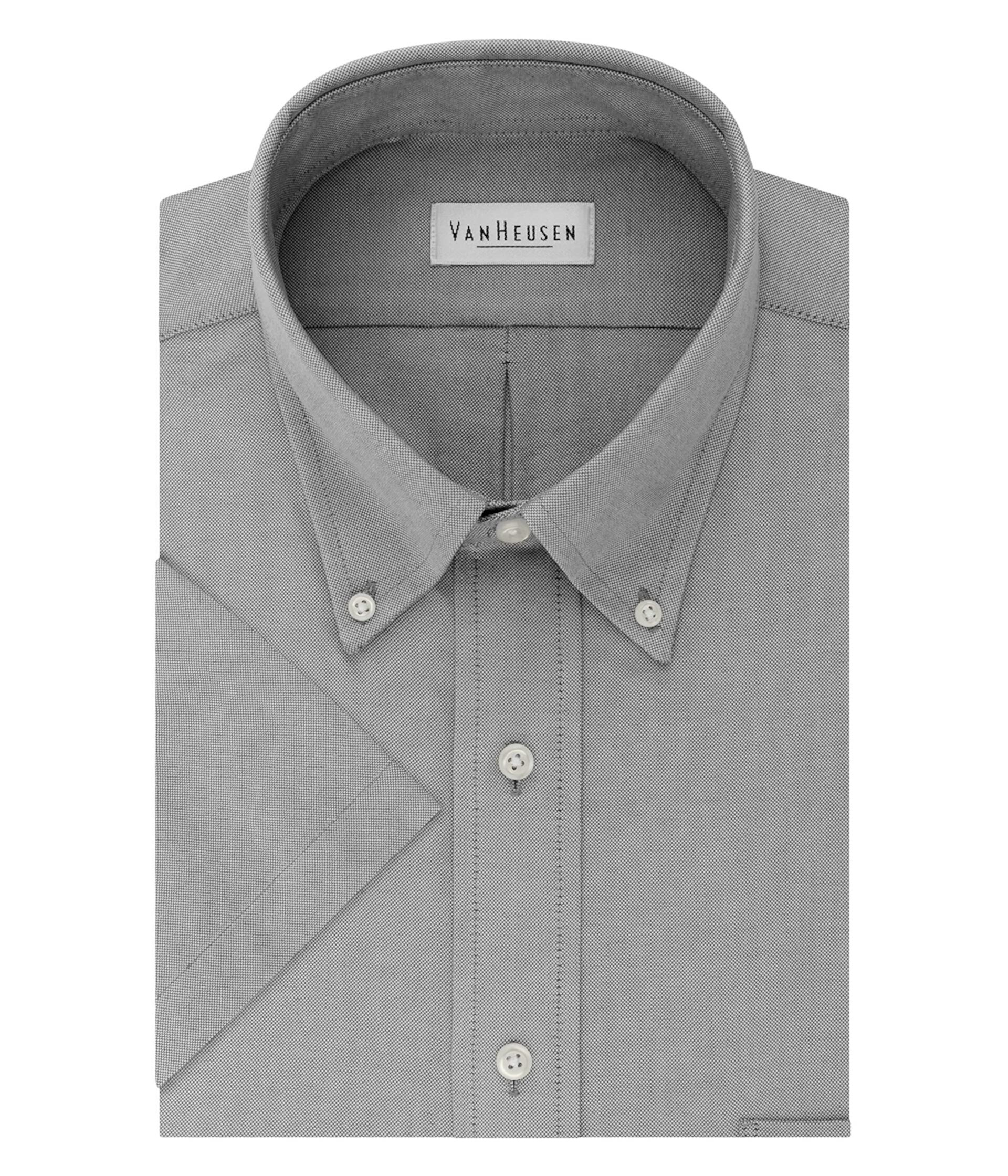 Van Heusen Мужская классическая рубашка с коротким рукавом Стандартный крой Оксфорд Однотонный Van Heusen