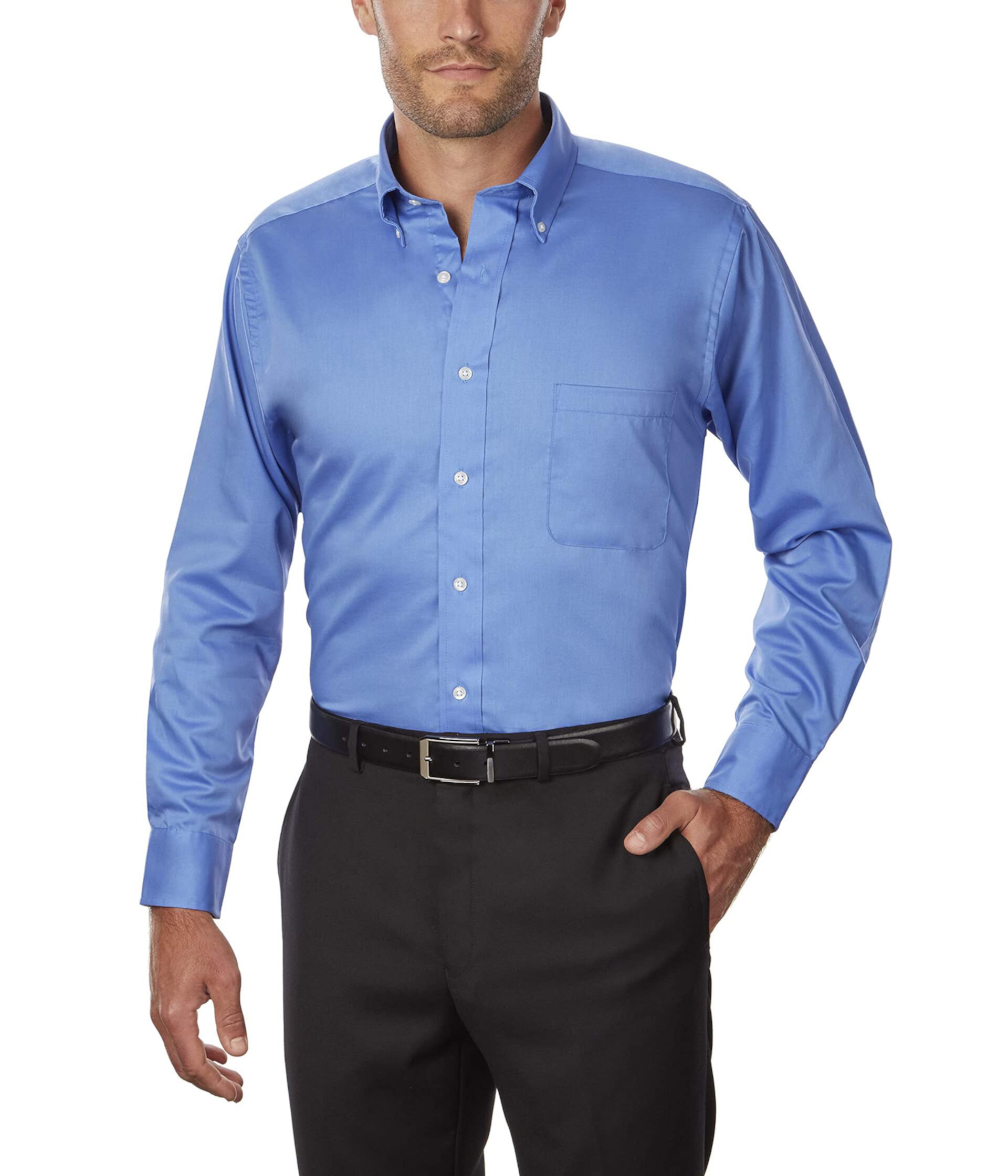 Классическая рубашка из твила с однотонным воротником и воротником на пуговицах стандартного кроя Van Heusen