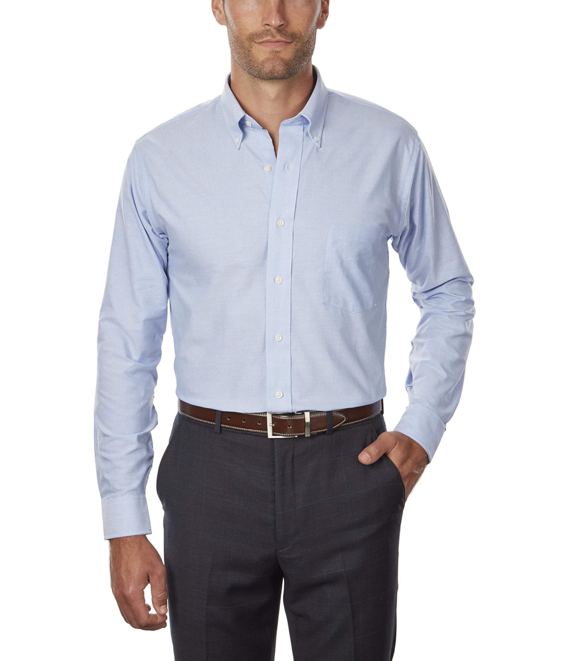 Классическая рубашка Оксфорд стандартного кроя с однотонным воротником на пуговицах Van Heusen