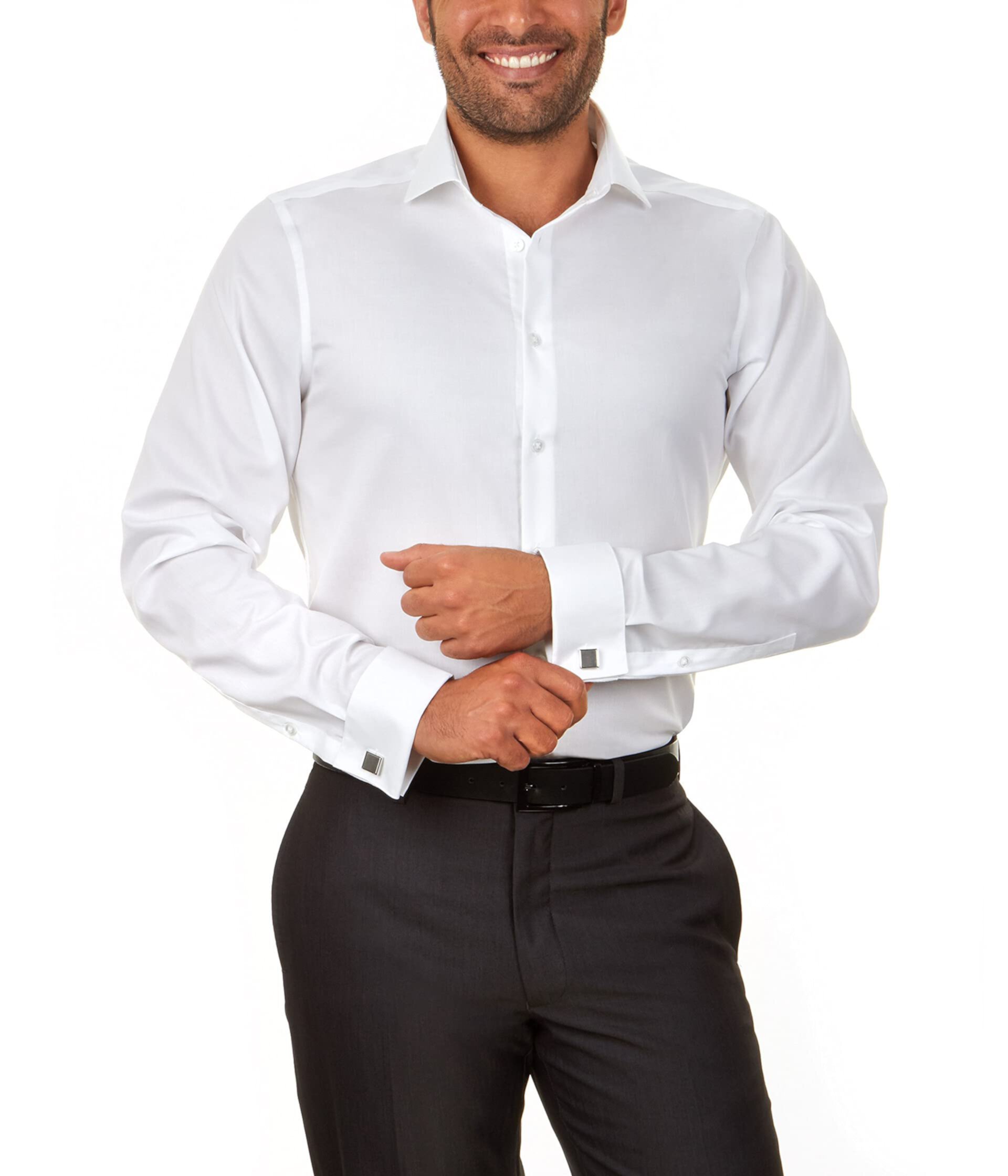 Классическая рубашка Slim Fit Non Iron с французскими манжетами в елочку Calvin Klein