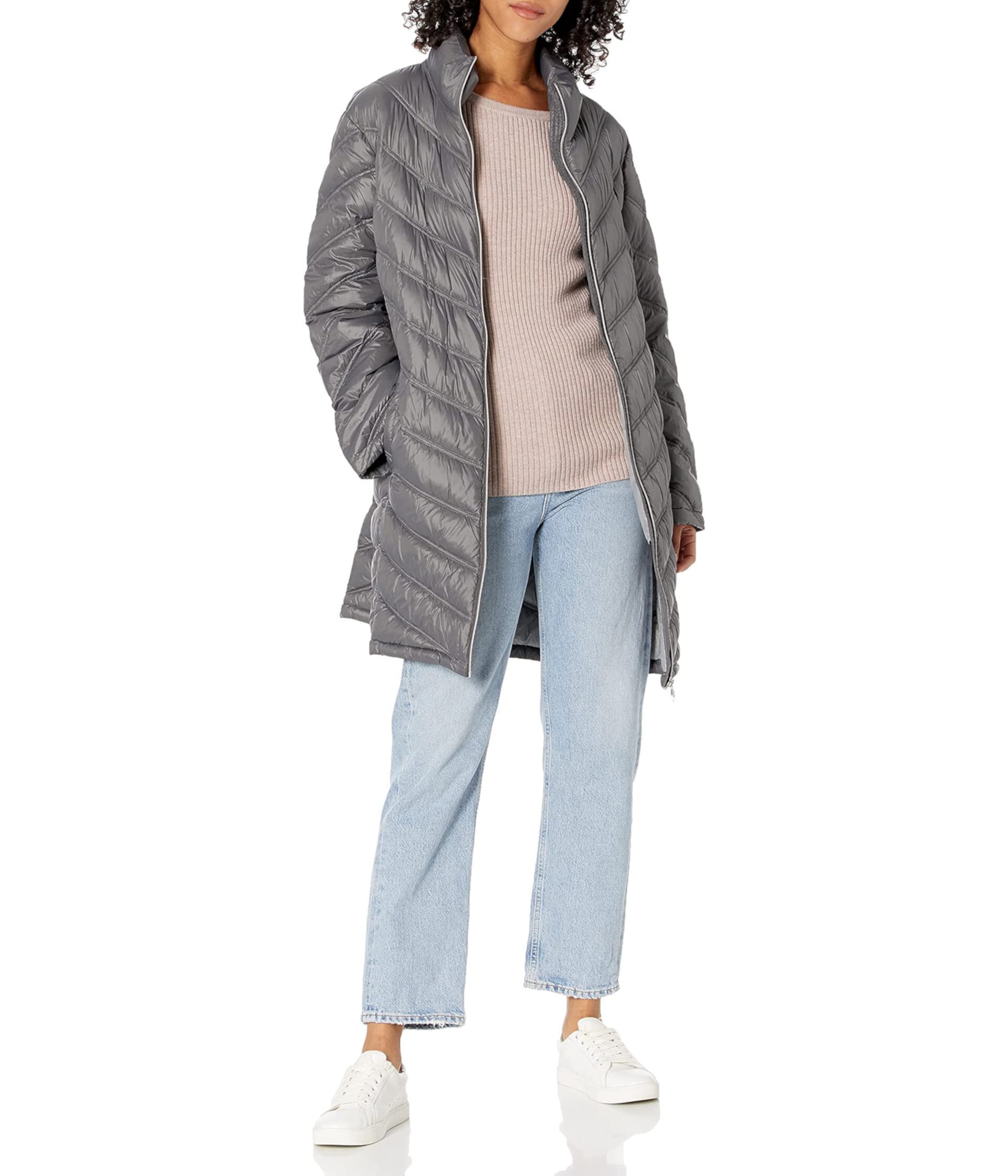 Женское Пуховое Пальто Calvin Klein с Шевронной Стежкой Calvin Klein