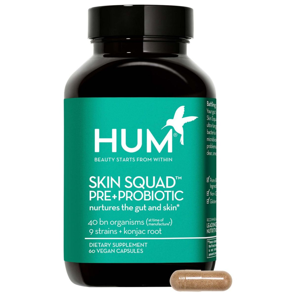 HUM Nutrition Skin Squad Pre + ProbioticSupplement для склонной к акне кожи HUM Nutrition
