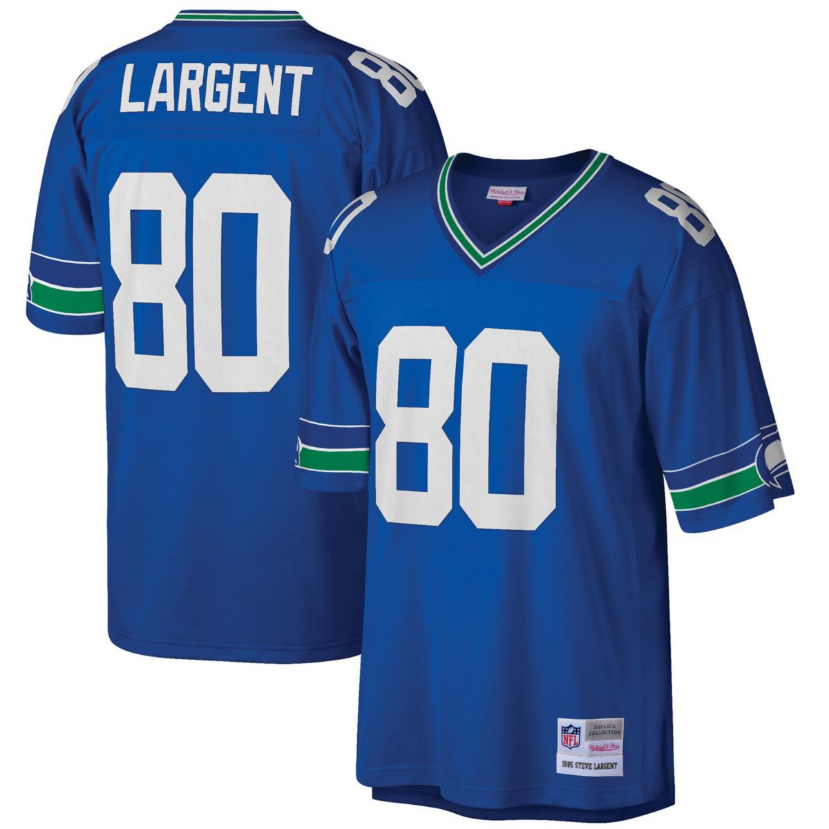 Мужская Футболка Mitchell & Ness Steve Largent Royal Seattle Seahawks Реплика Игрока 1985 Mitchell & Ness