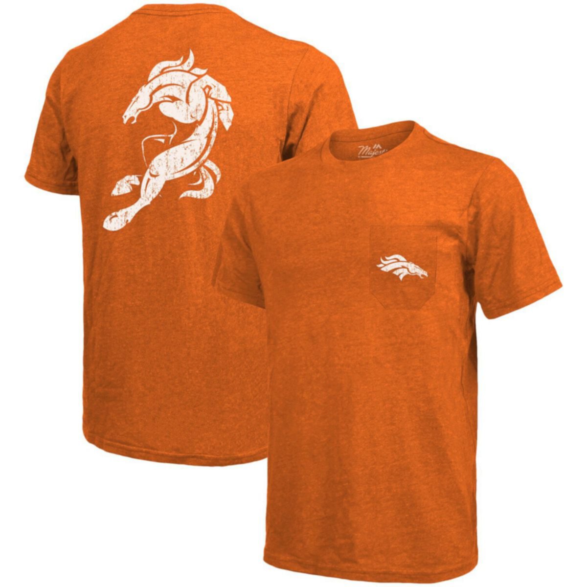 Denver Broncos Футболка Majestic Threads с карманами из трех частей - Оранжевый Majestic