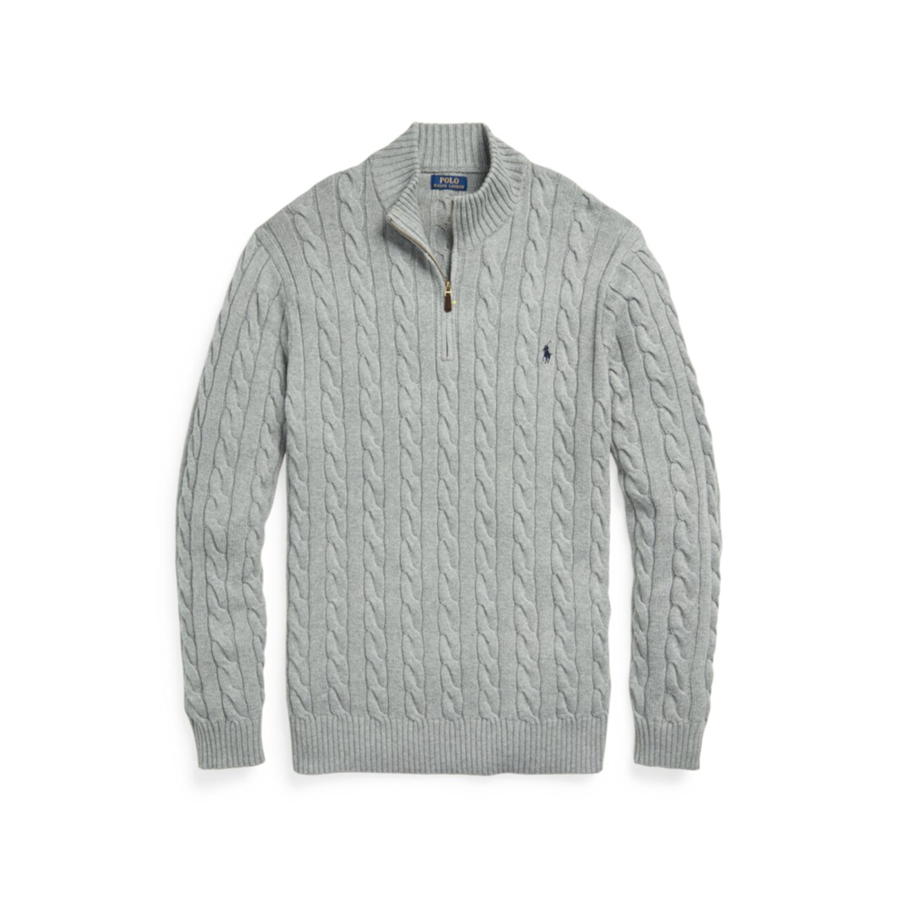 Хлопковый свитер кабельной вязки на молнии до четверти ig Ralph Lauren