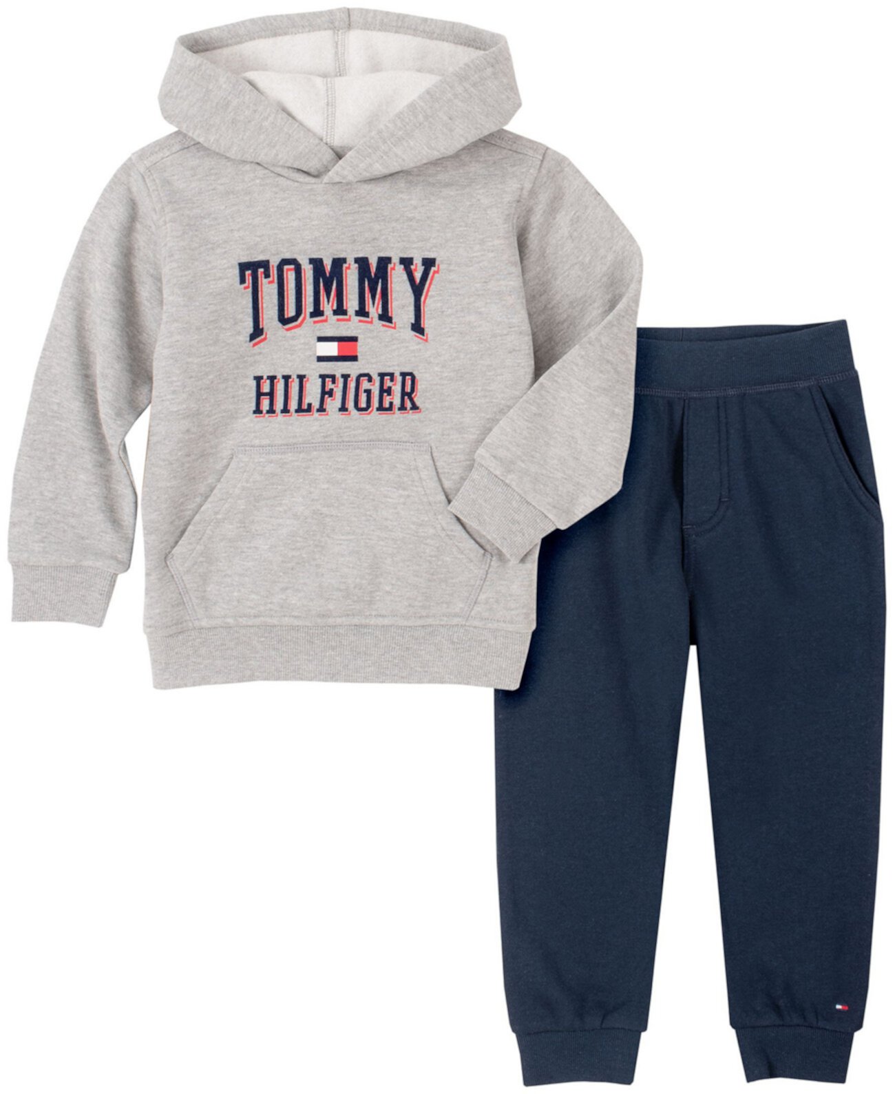 Классический пуловер с капюшоном из двух предметов для маленьких мальчиков и комплект джоггеров с логотипом Tommy Hilfiger