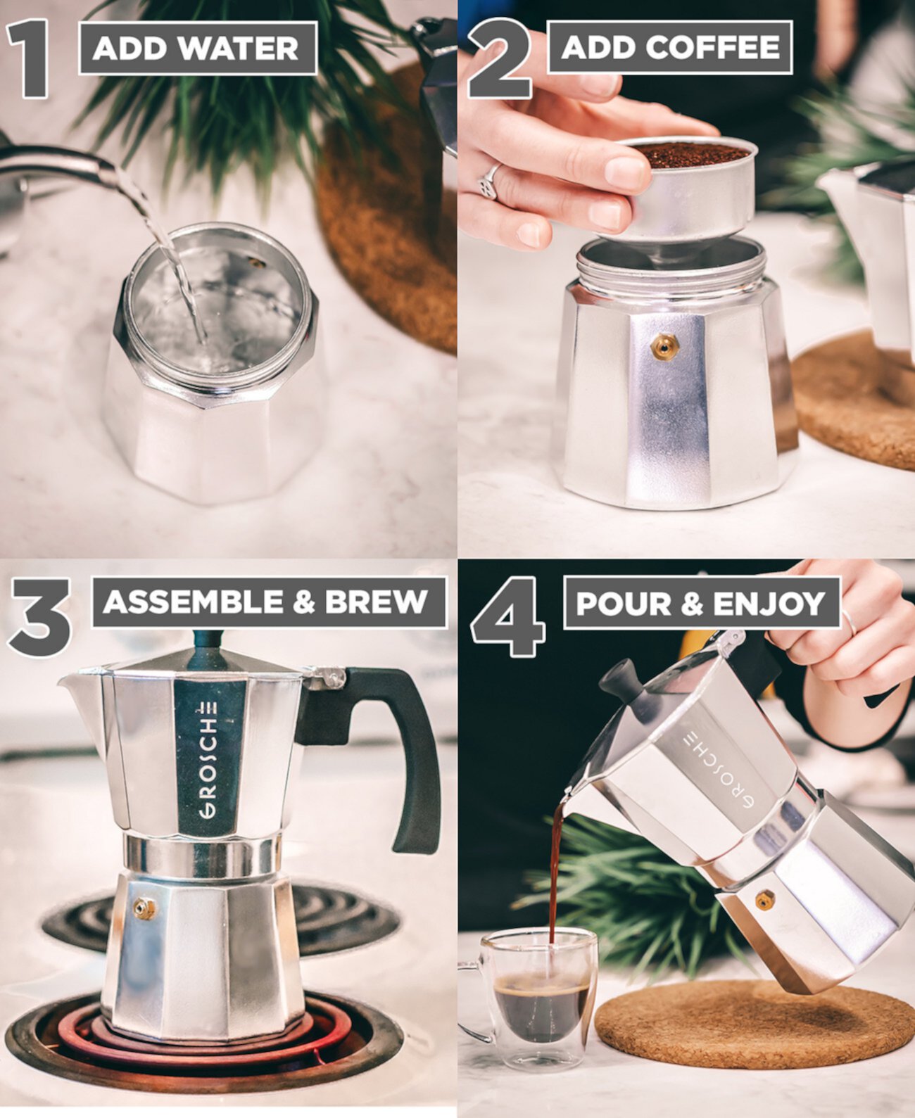 Кофеварка Milano Stovetop Espresso Maker Moka Pot 9 Espresso Cup Размер 15,2 унции Grosche