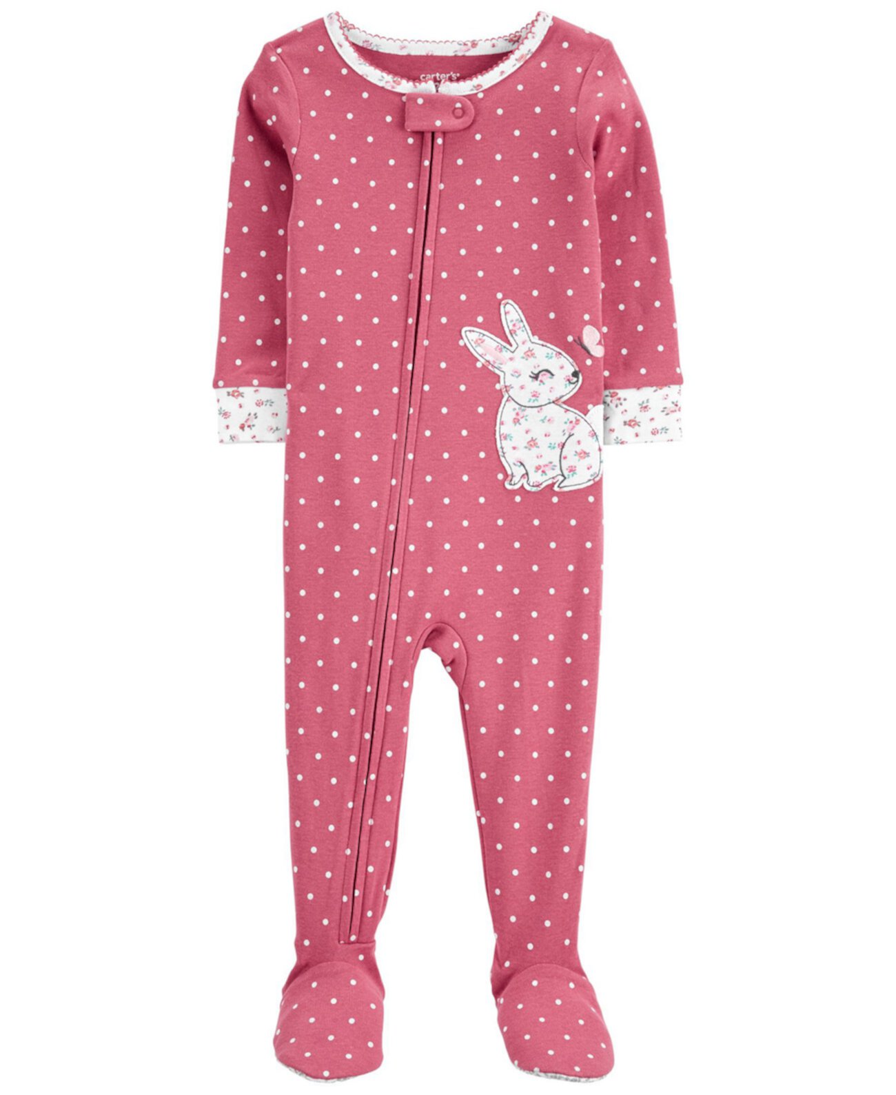 Сплошная хлопковая пижама Footie с кроликом для маленьких девочек Carter's