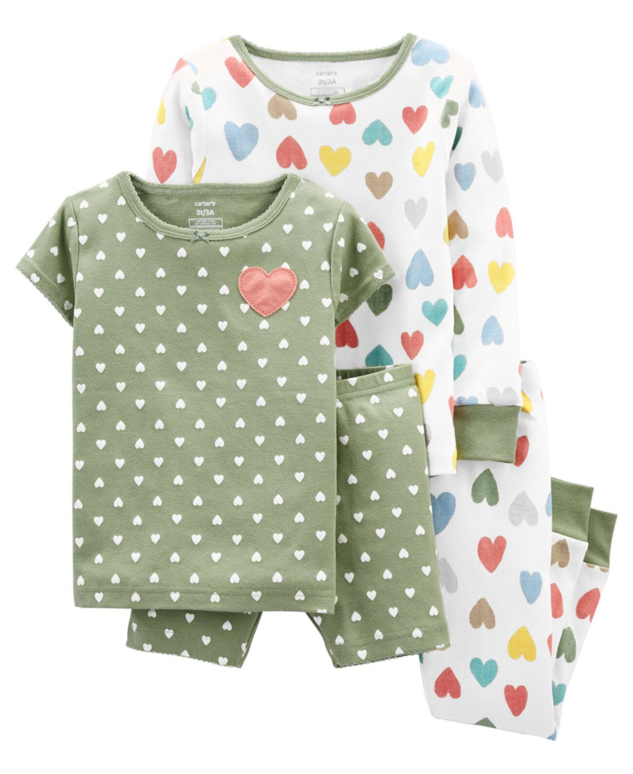 Хлопковая пижама с сердечками для маленьких девочек, комплект из 4 предметов Carter's