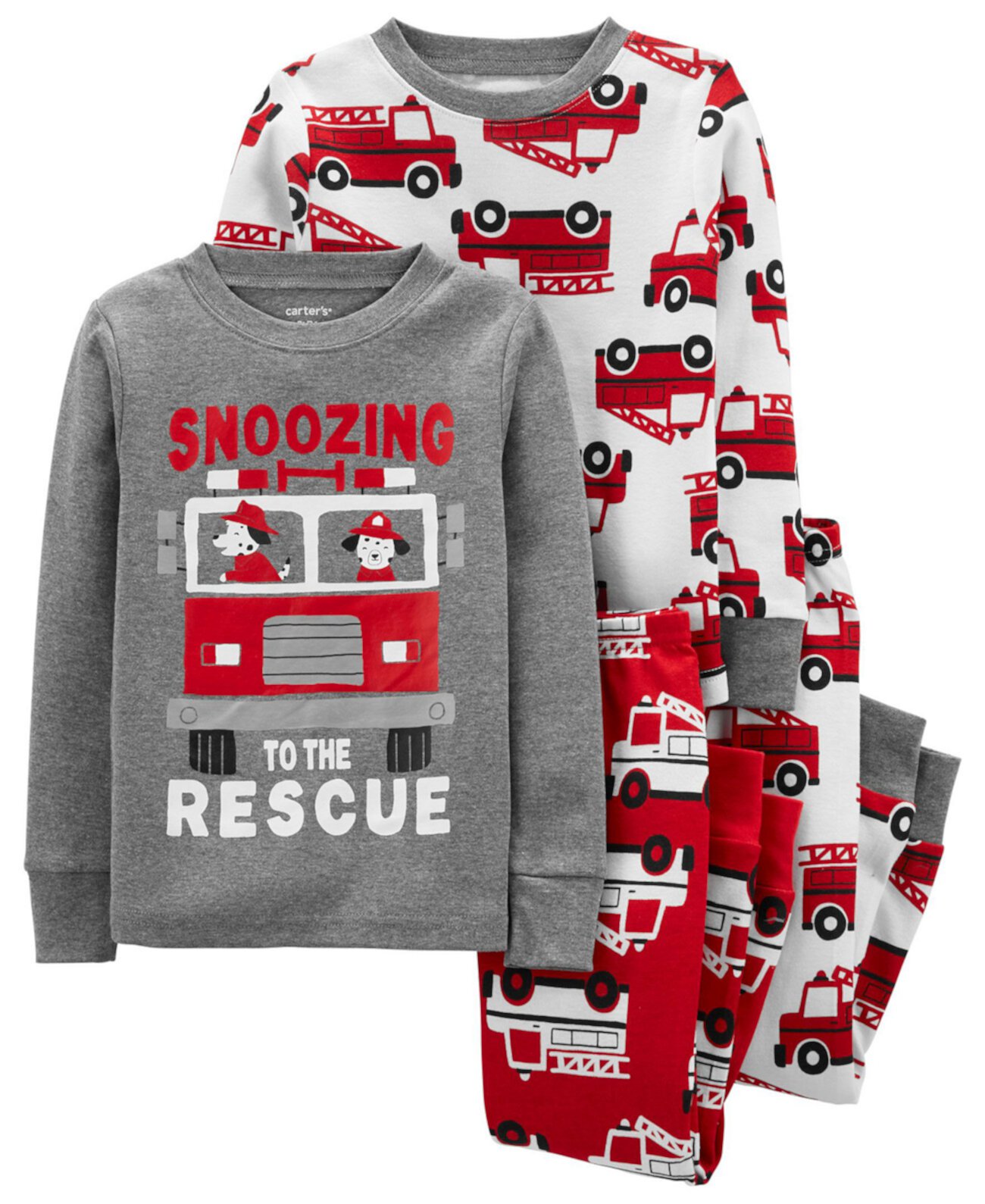 Хлопковая пижама Snug Fit для малышей с пожарной машиной, комплект из 4 предметов Carter's