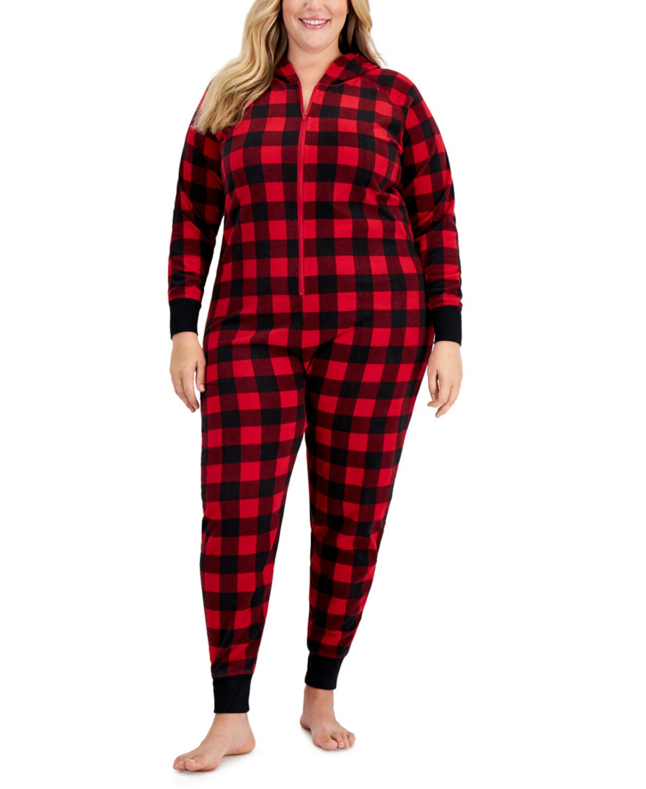 Matching Women's Plus Size 1-Pc. Красная семейная пижама в клетку с принтом Family Pajamas