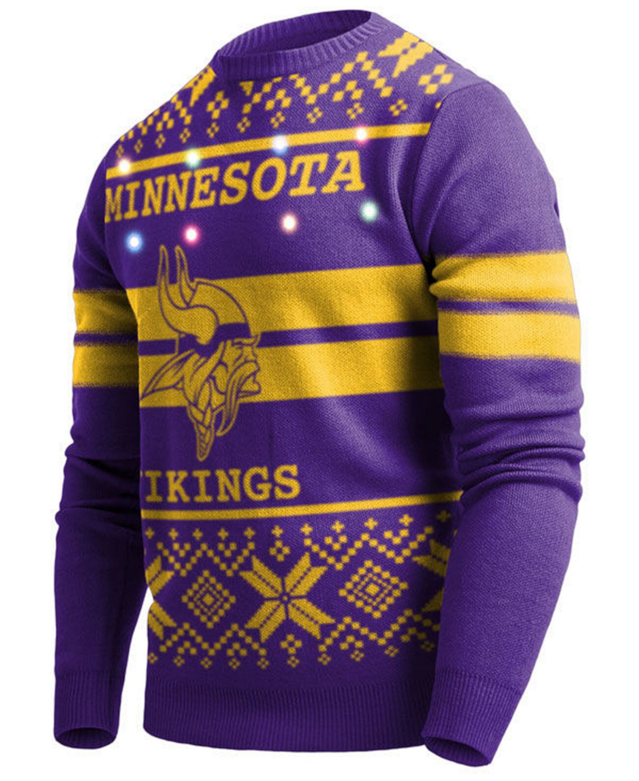 Мужской свитер Minnesota Vikings с двумя полосками и большим логотипом с подсветкой Forever Collectibles