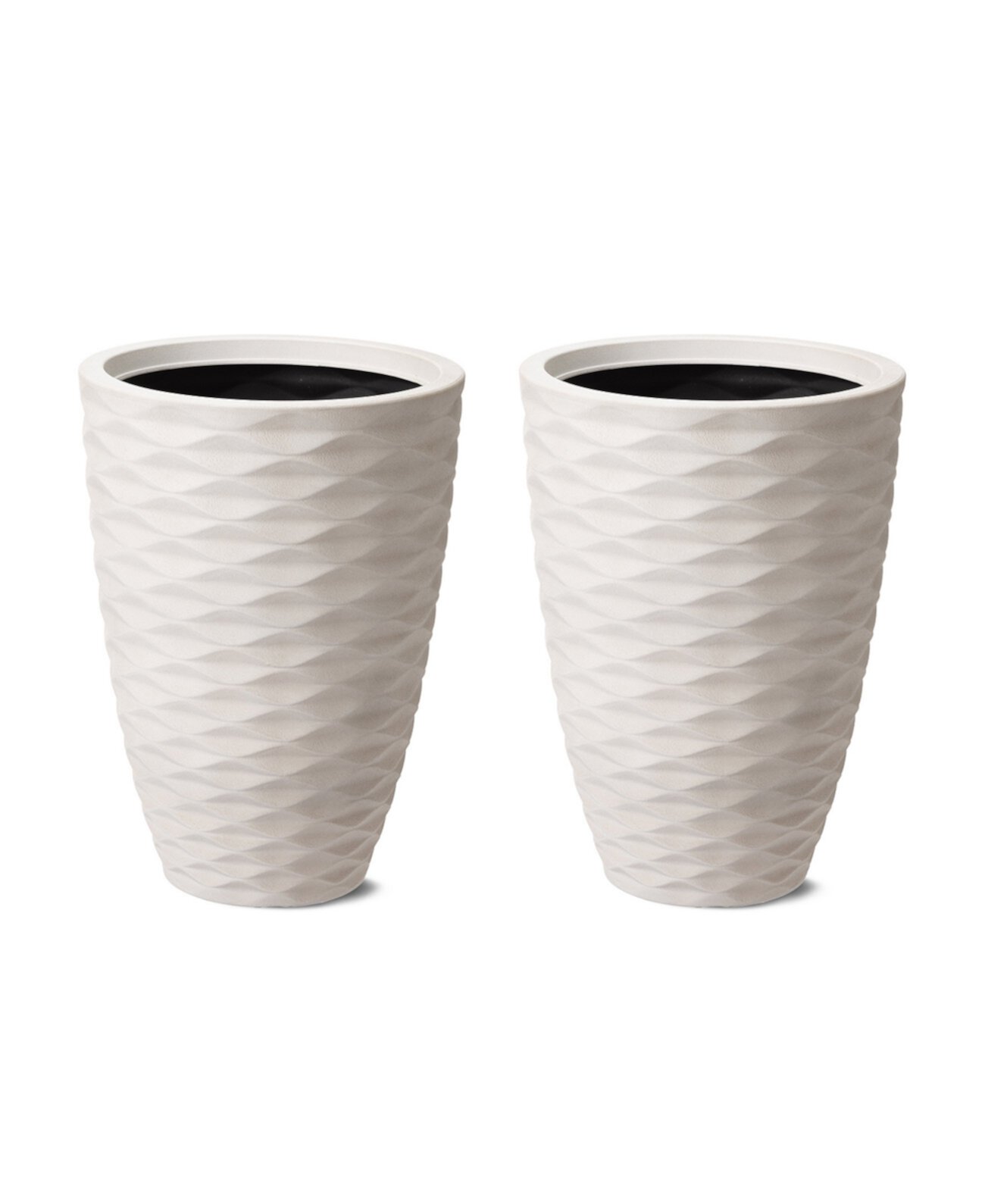 Environmental Oversized Faux Porcelain Tall Round Diamond Pattern Planter, Set of 3 Glitzhome