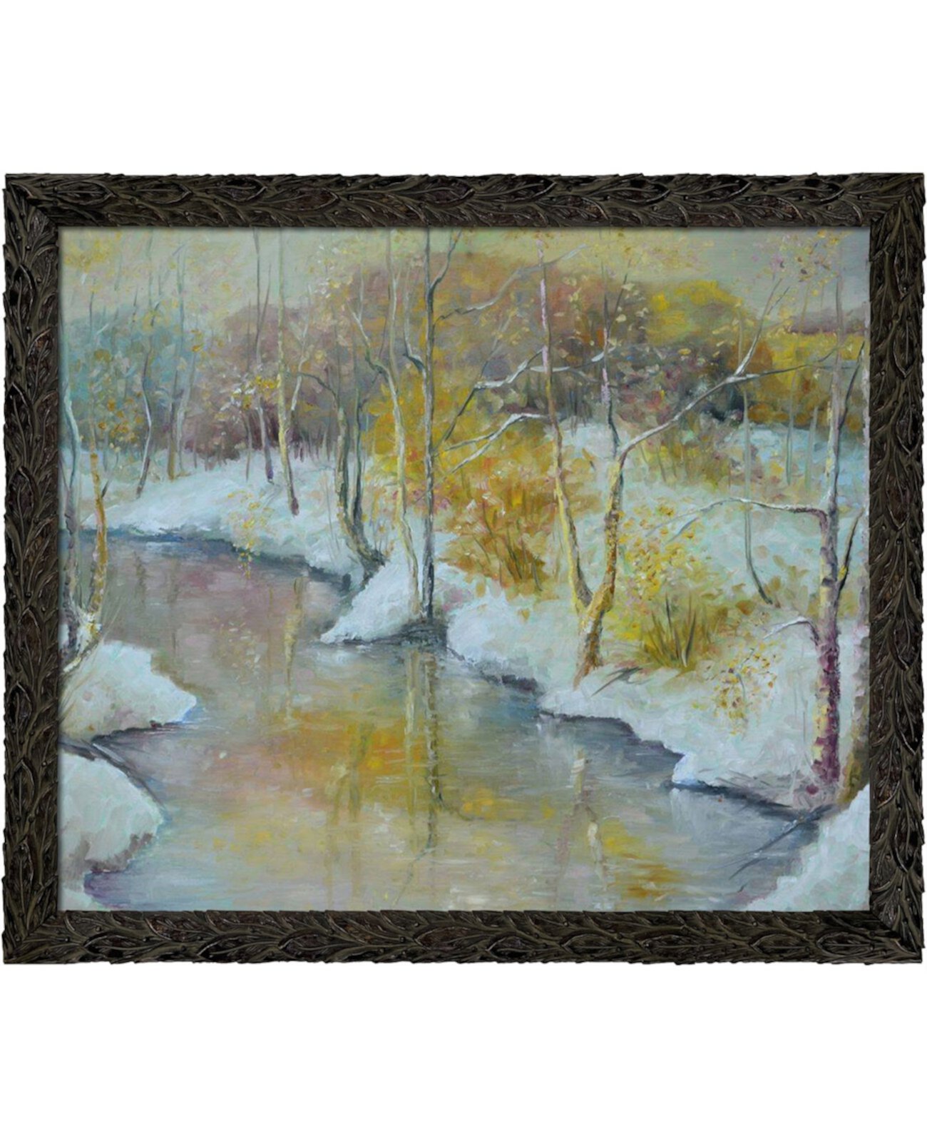 Автор overstockArt «Ранняя зима» с настенными рисунками в рамах из черного дерева с перьями, 23,24 "x 27,24" ArtistBe