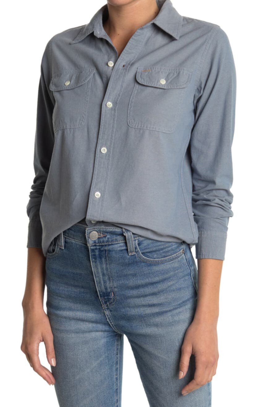 Стандартная классическая рубашка из шамбре с двойным карманом ALEX MILL